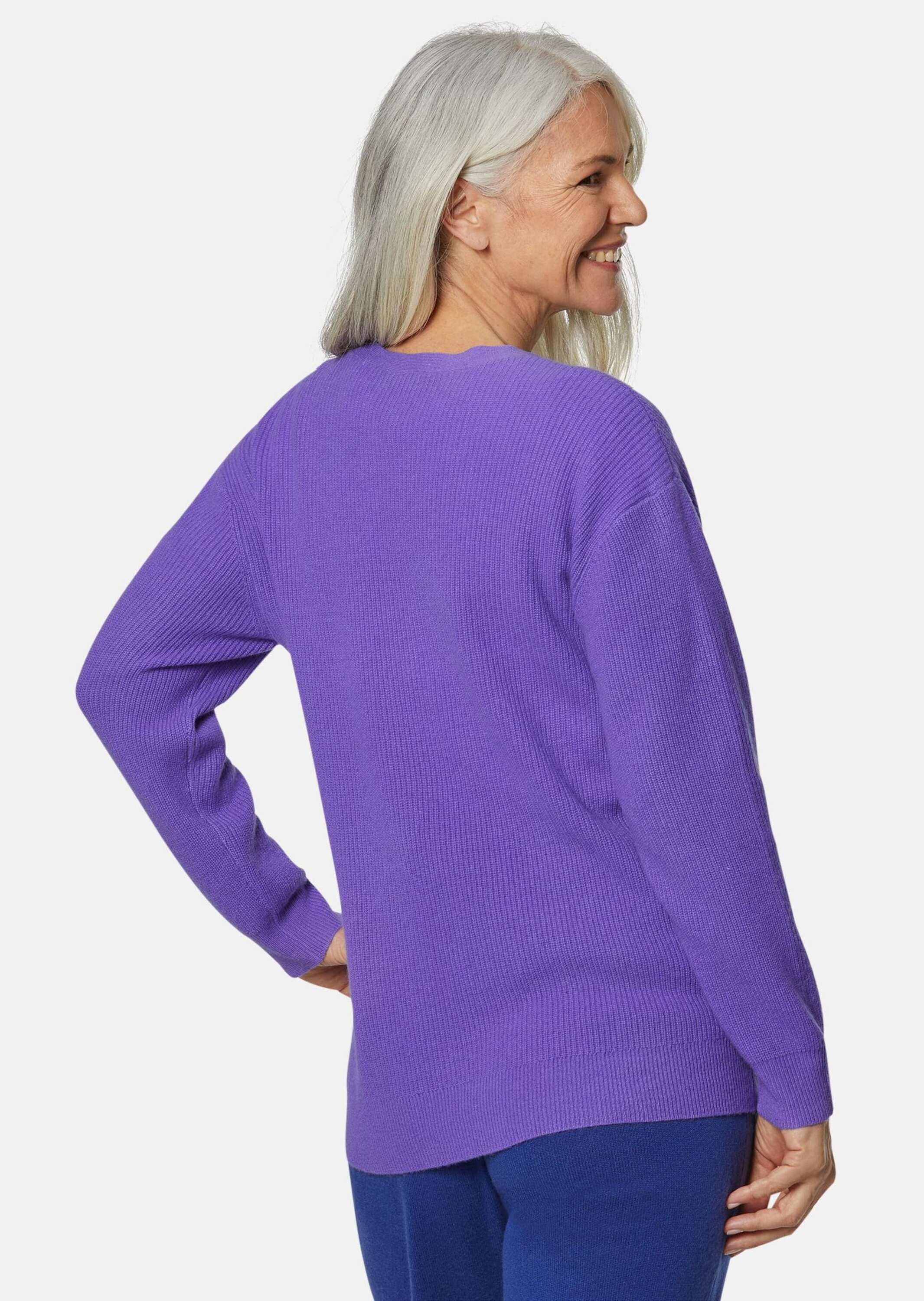 GOLDNER Strickpullover »Kurzgröße Kaschmirpullover in Patentstrick mit V-Ausschnitt«