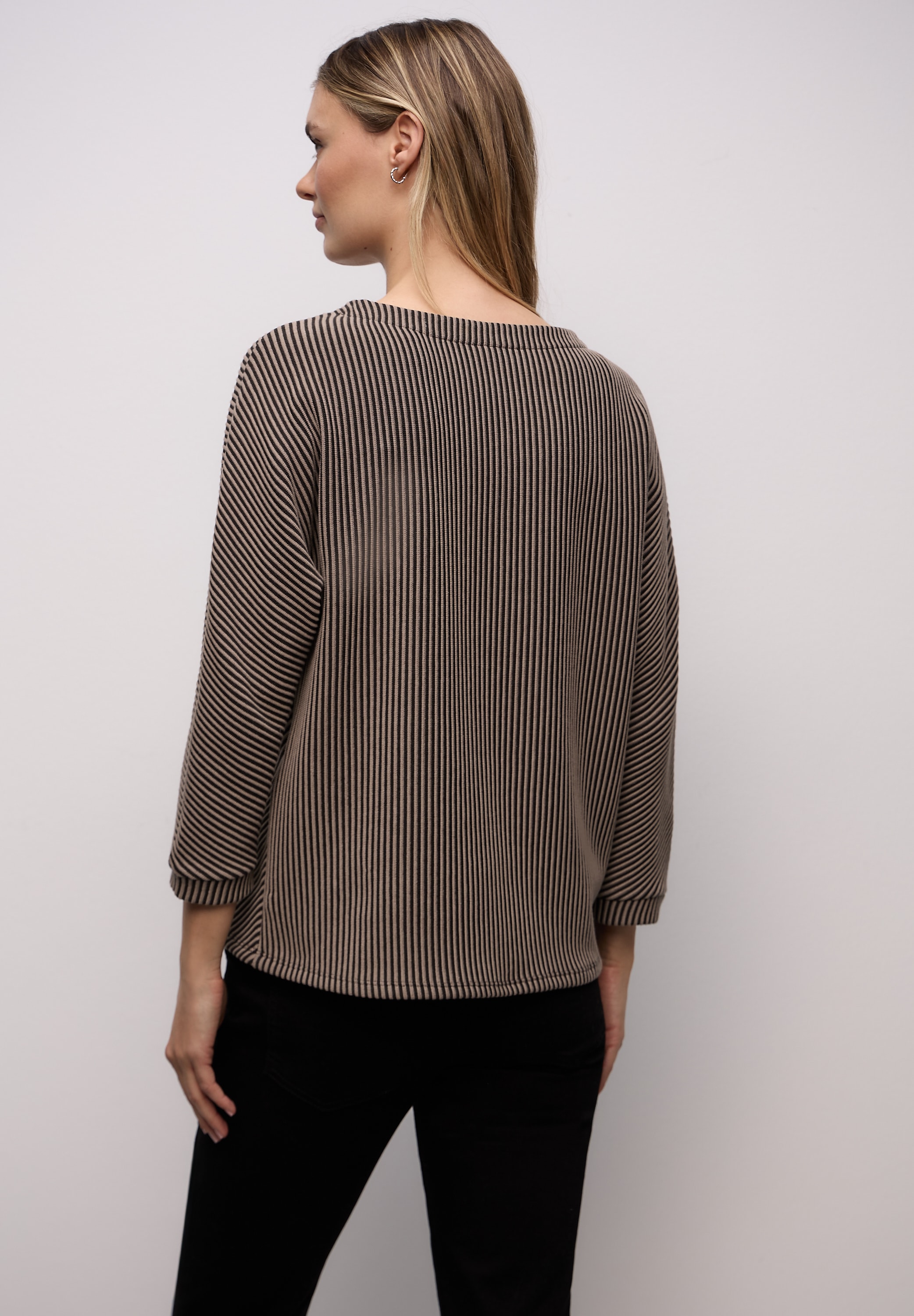 STREET ONE Strickpullover 3/4-Arm mit Two-Tone-Effekt und feinem Strukturmuster