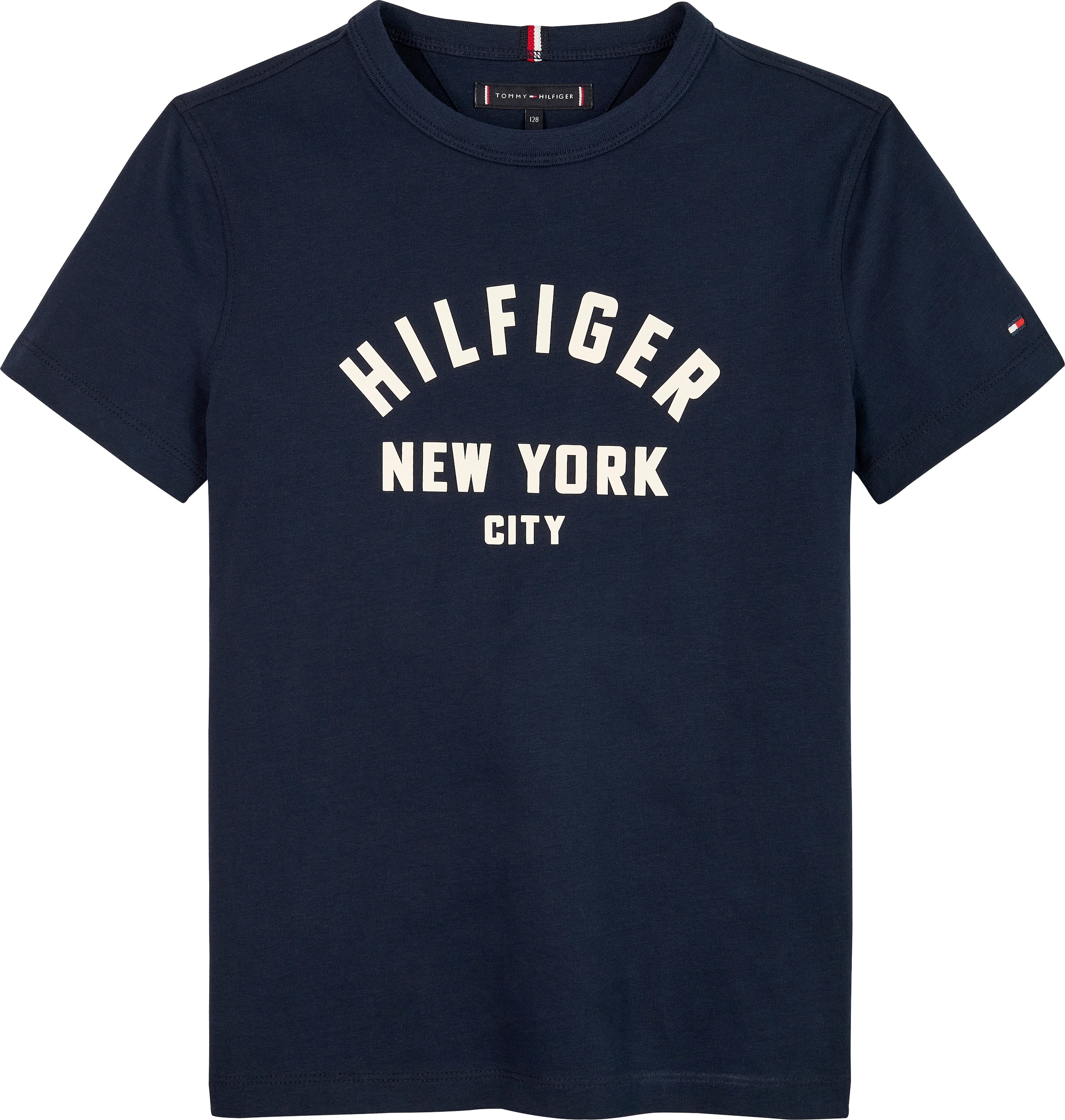 Tommy Hilfiger T-Shirt »CURVED HILFIGER GRAPHIC TEE SS«, für Kinder bis 16 Jahre, großer Logo-Print