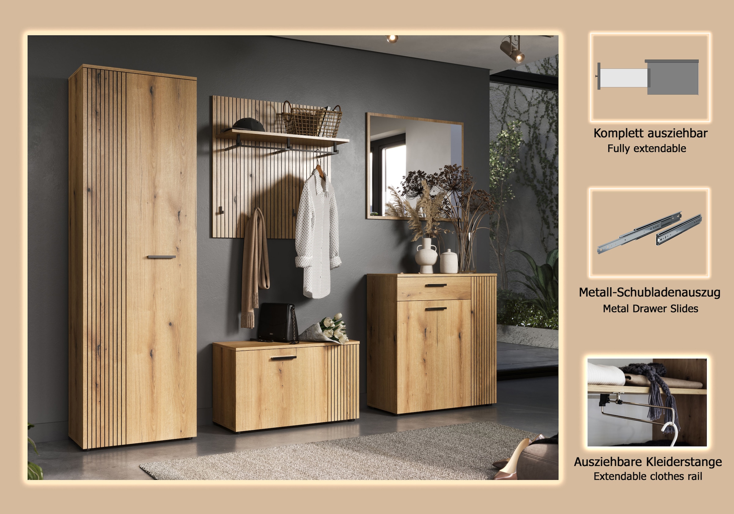 Home affaire Garderoben-Set »Amrum« Komplett-Set, 5 Stk. tlg.