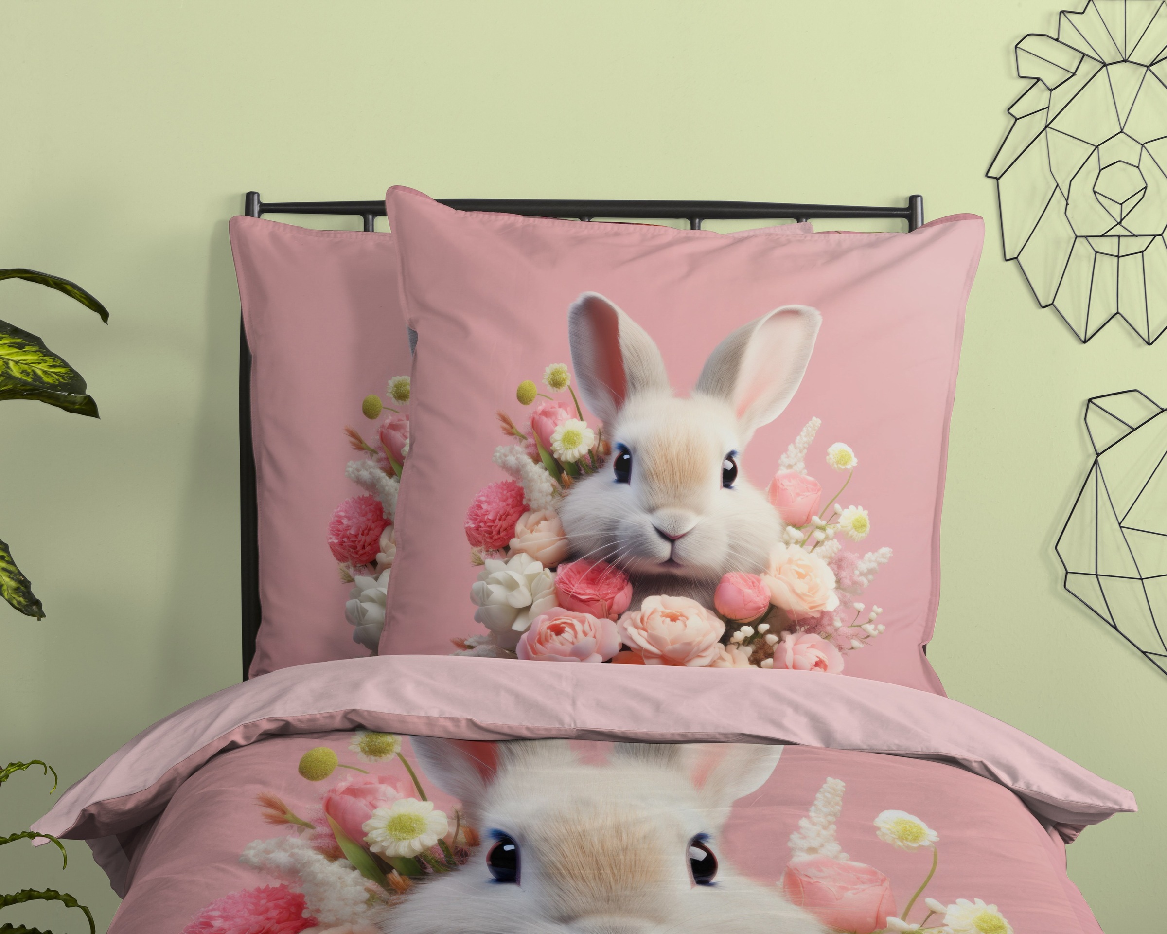 PURE luxury collection Kinderbettwäsche »Cathy«, Mikrofaser, 135x200, 2 Teilig, Wendeoptik, Kind, Mädchen, Kaninchen