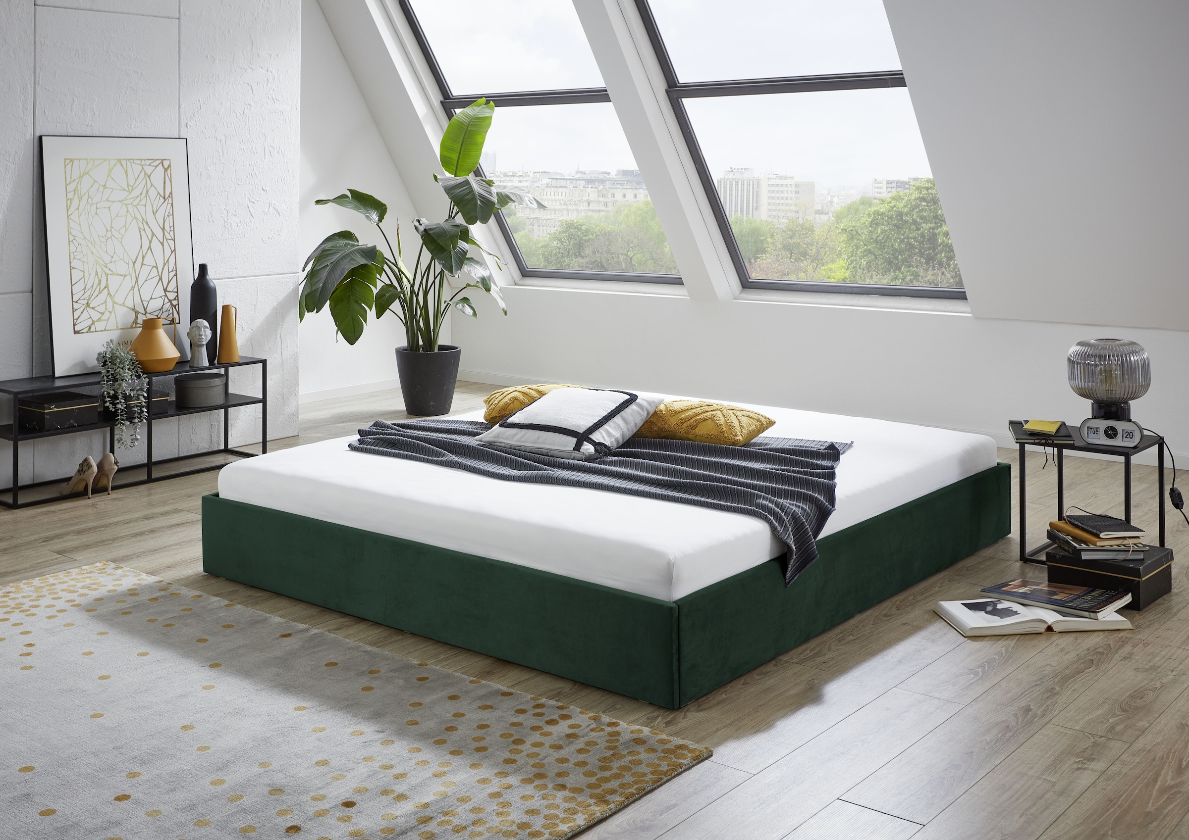Westfalia Schlafkomfort Polsterbett »Osaka« auch ohne Matratze erhältlich oder in H2,H3 und H4 erhältich in grün, Größe Liegefläche B/L: 200 cm x...