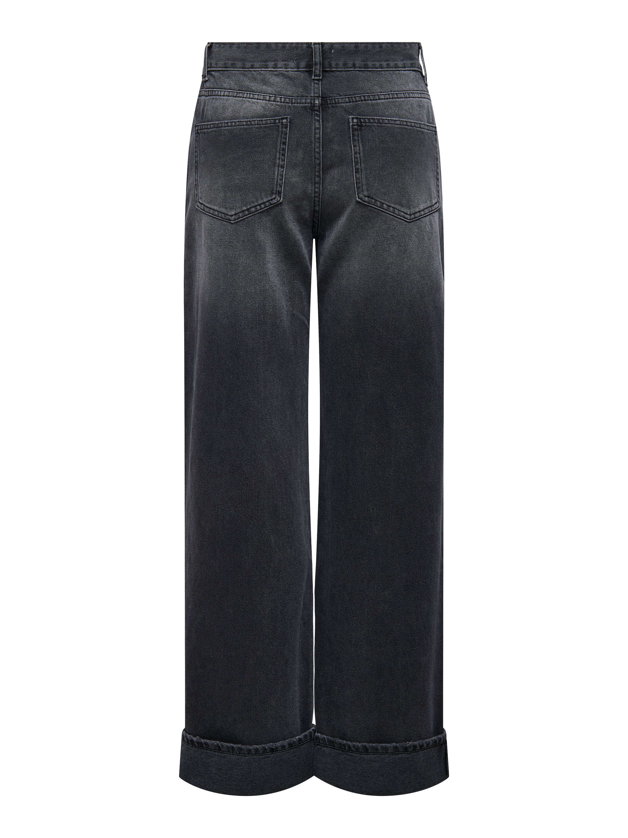 ONLY Weite Jeans »ONLELLA MW WIDE FOLD UP TAI523 DNM« mittlere Taille, weite Beinform, washed black