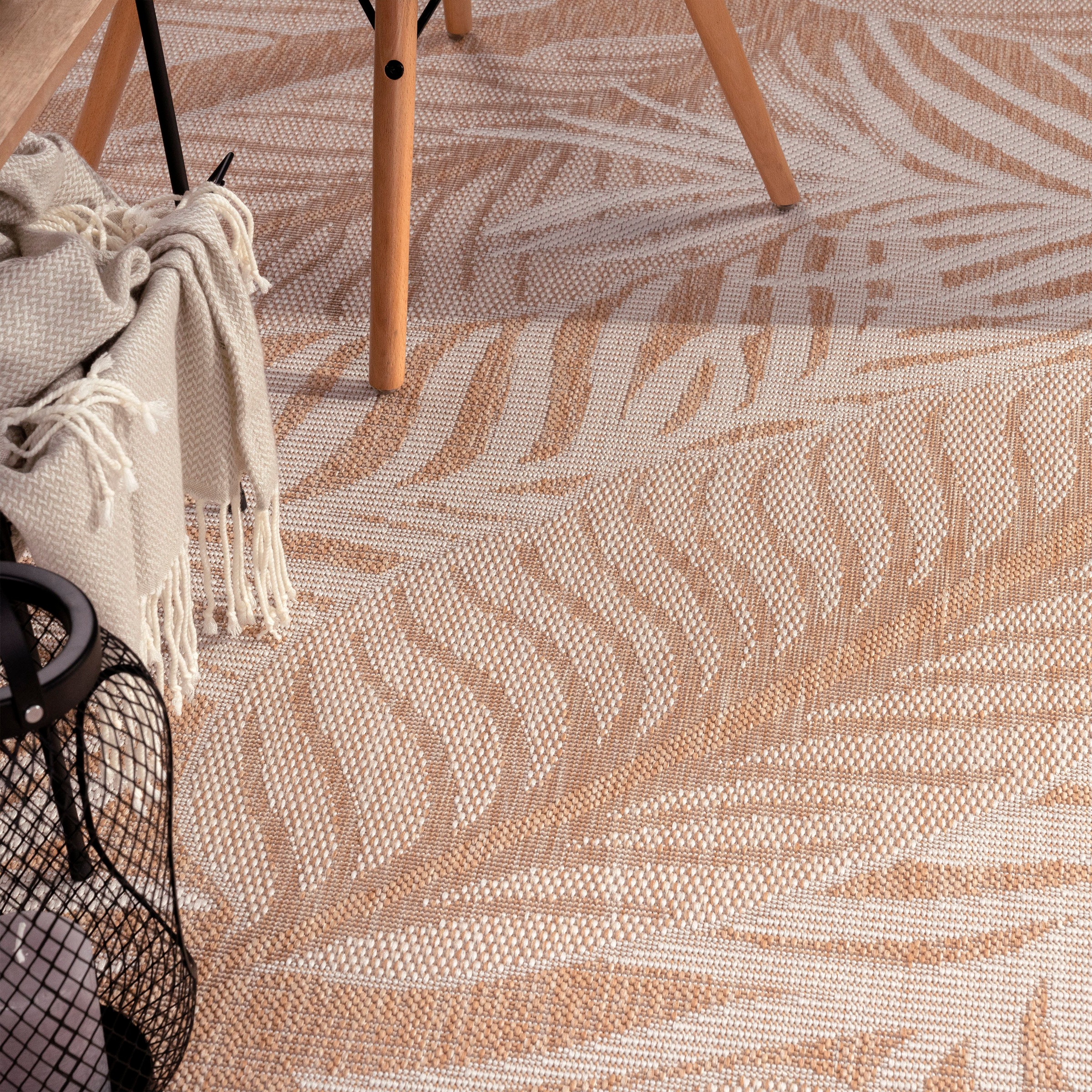 Paco Home Teppich »Illusion 326«, rechteckig, 4 mm Höhe, Flachgewebe, Blätter Motiv, In- und Outdoor geeignet