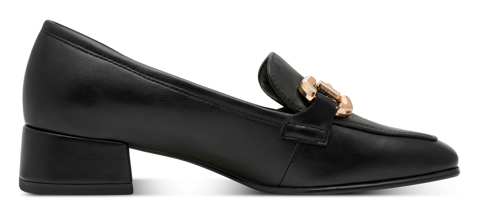 Tamaris Pumps, Blockabsatz, Businesschuh, Slipper mit goldfarbenem Schmuckelement