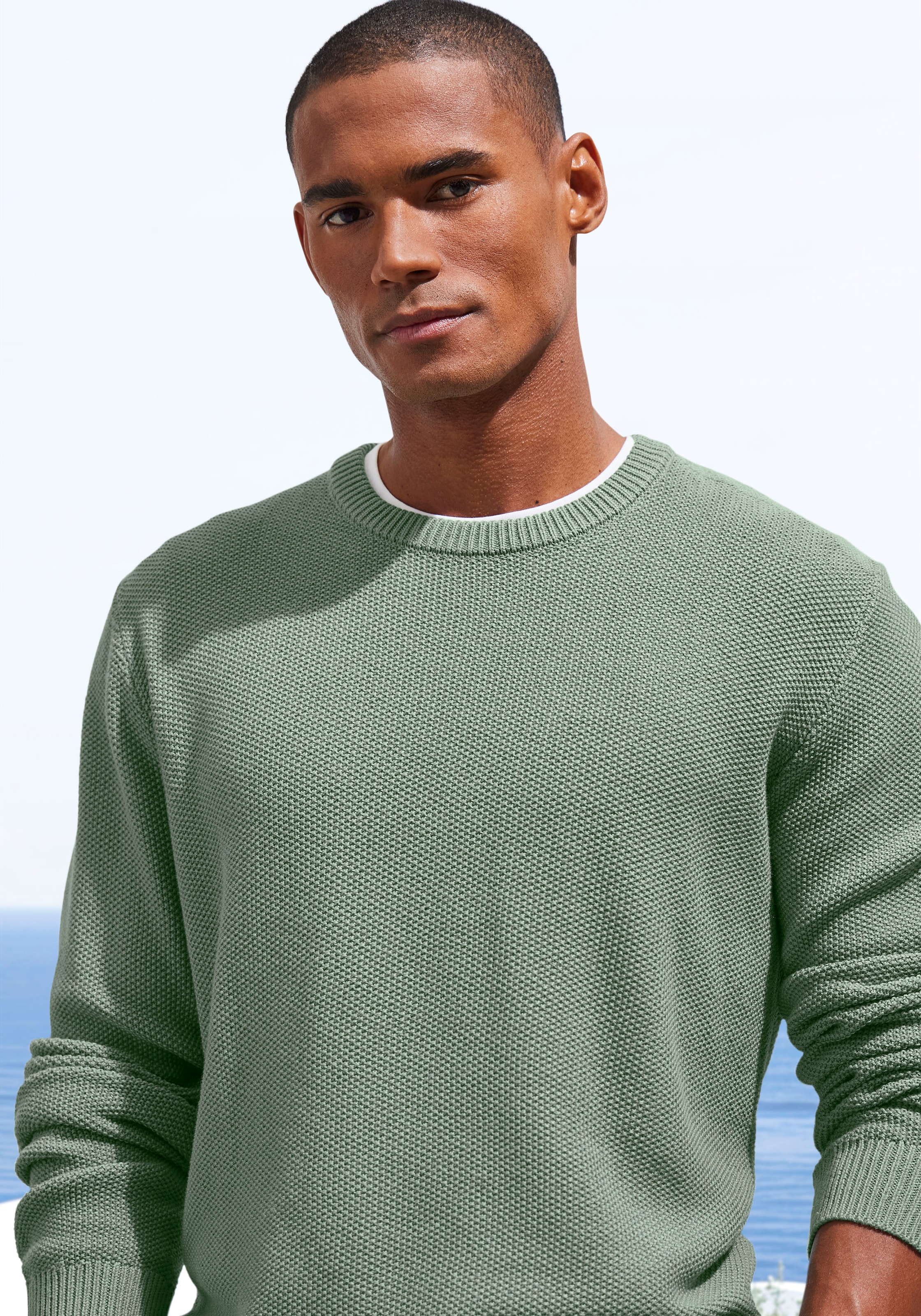 John Devin Strickpullover, Pullover in modischer Strickstruktur