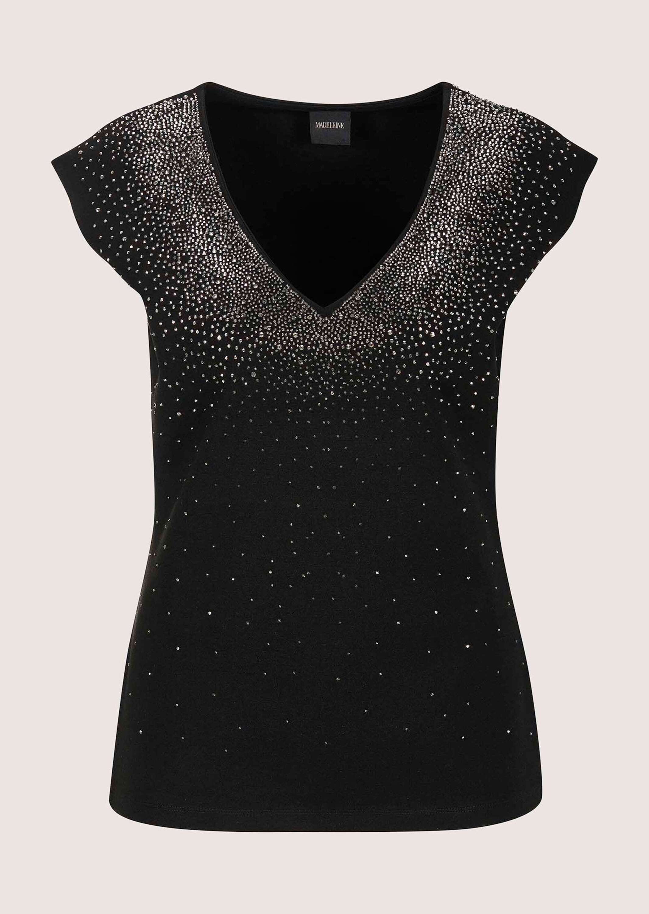 MADELEINE Kurzarmshirt »Shirt Elegantes Shirt mit V-Ausschnitt, ärmellos« Strass-Dekoration