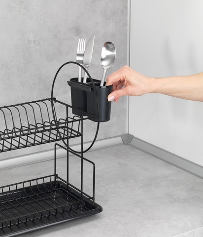 WENKO Geschirrständer »Modell Premium Do«, Geschirrabtropfer mit Besteckkorb und Tassenhalter, 2 Etagen