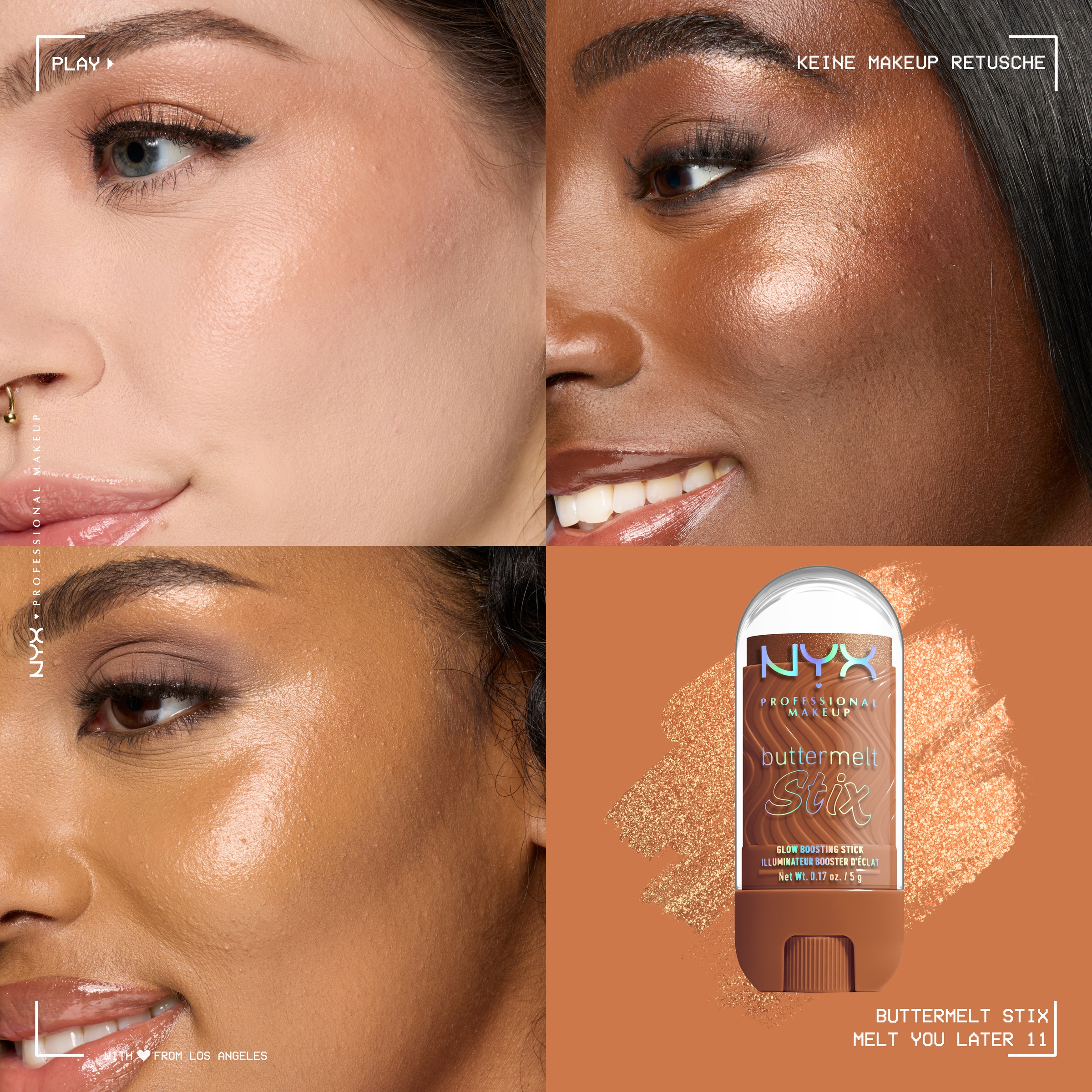 NYX PROFESSIONAL MAKEUP Highlighter »BUTTERMELT STIX GLOW BOOSTING HIGHLIGHTER STICK« mit Cupuaçu- und Kokosnussbutter, für einen ultimativen Glow