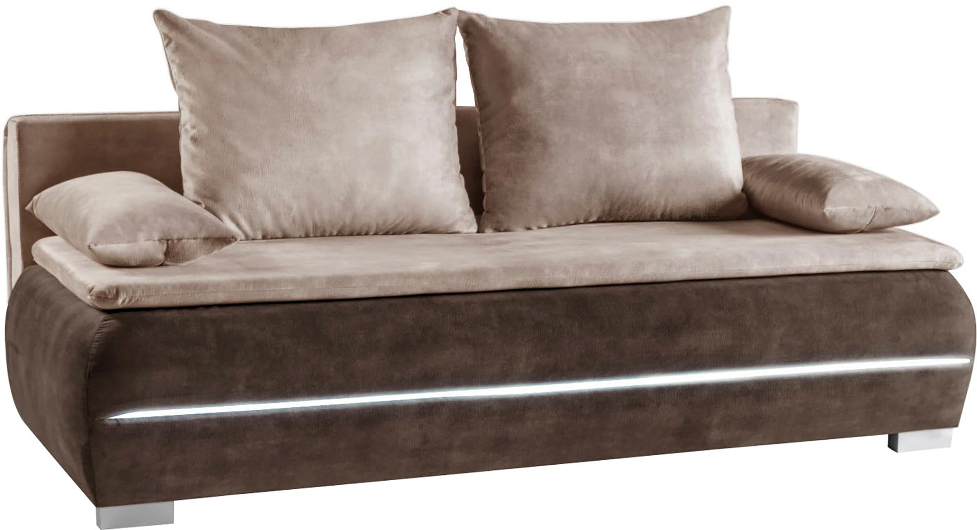 WERK2 Schlafsofa »Tekla LED, Bettcouch Breite 206cm, Liegefläche 200/140cm,«, 2-Sitzer Schlafcouch mit Bettkasten & stylischer RGB-LED-Beleuchtung
