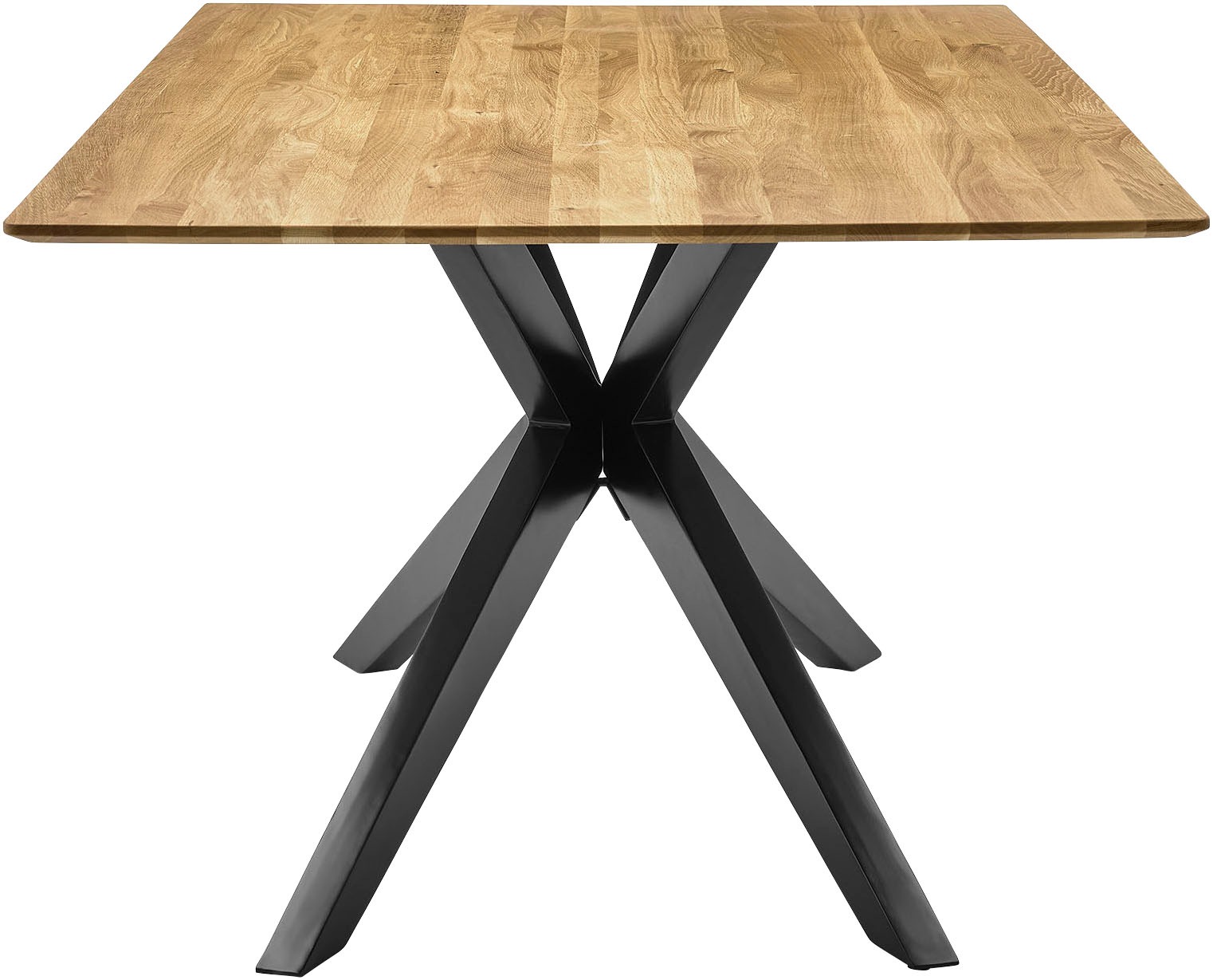 Musterring Esstisch mit fester Platte in Barock-Eiche massiv, 20mm, Eisengestell schwarz