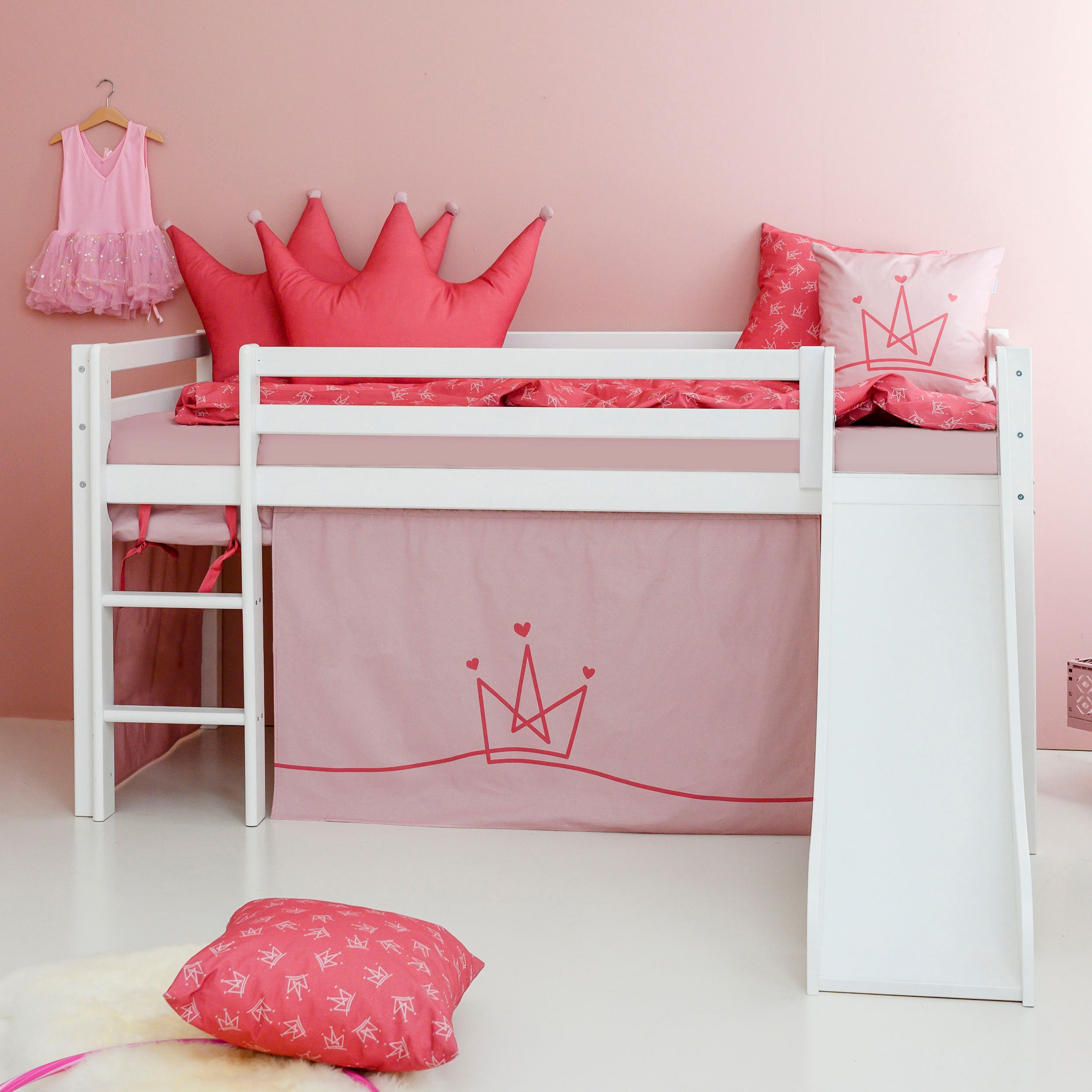 Hoppekids Hochbett »«Princess»«, Rutsche & Vorhang Rosa und viel Auswahl