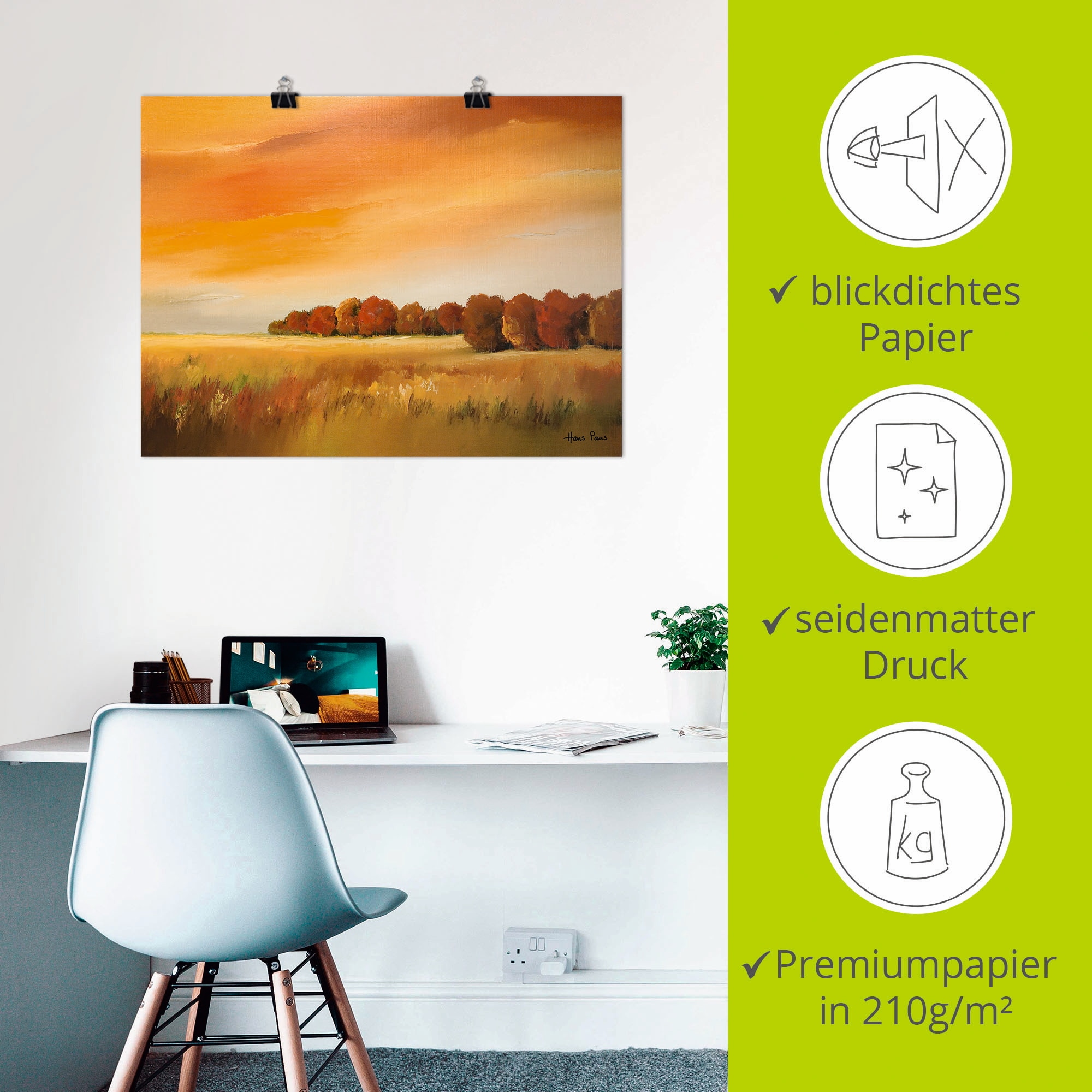 Artland Poster »Herbst«, Felder, (1 St.), als Leinwandbild, Wandaufkleber oder Poster in versch. Größen