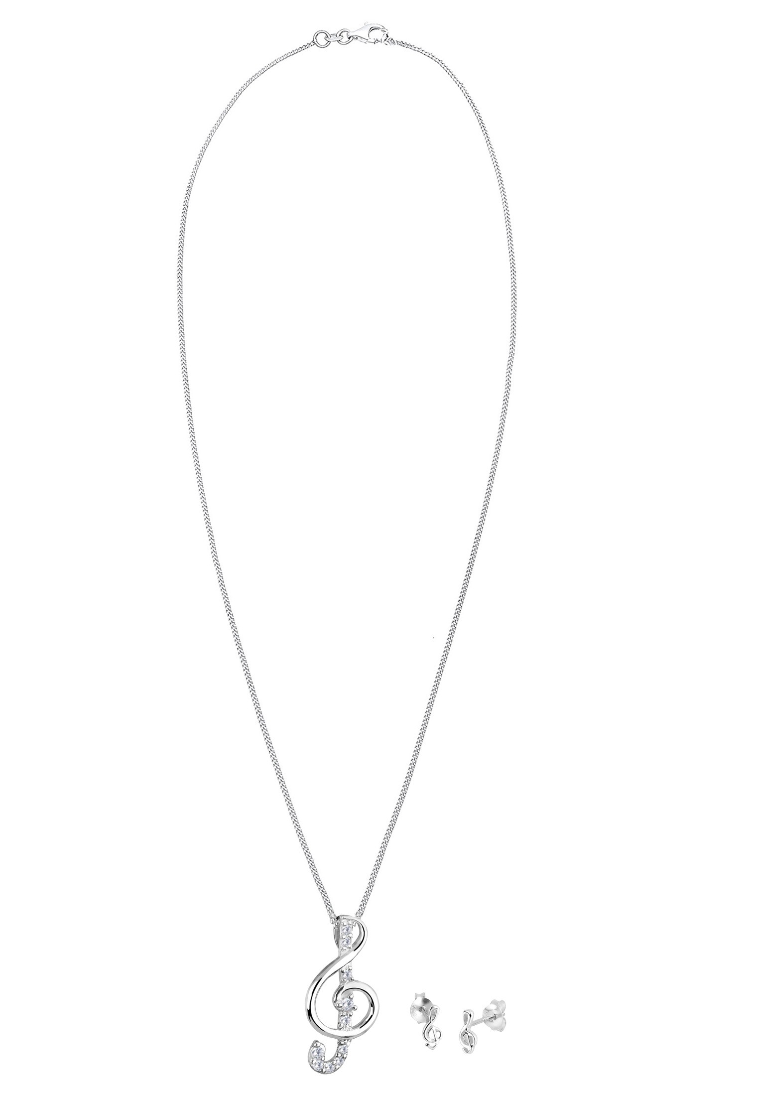 Elli Ohrring und Ketten Set »Schmuckset Notenschlüssel Zirkonia Weiß 925 Sterling Silber«