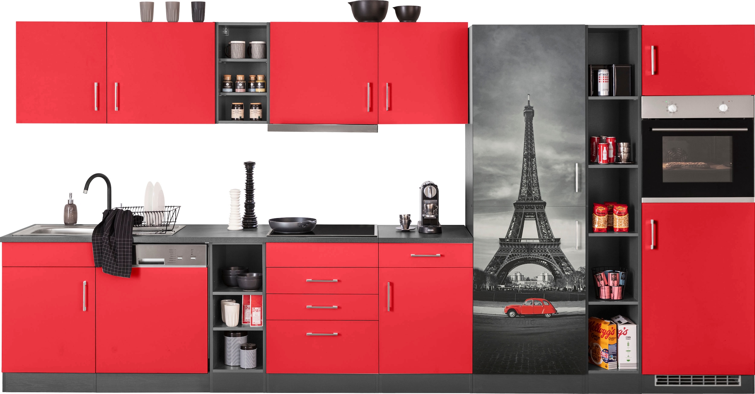 HELD MÖBEL Küchenzeile »Paris«, mit E-Geräten, Breite 400 cm bestellen bei  OTTO | Regale