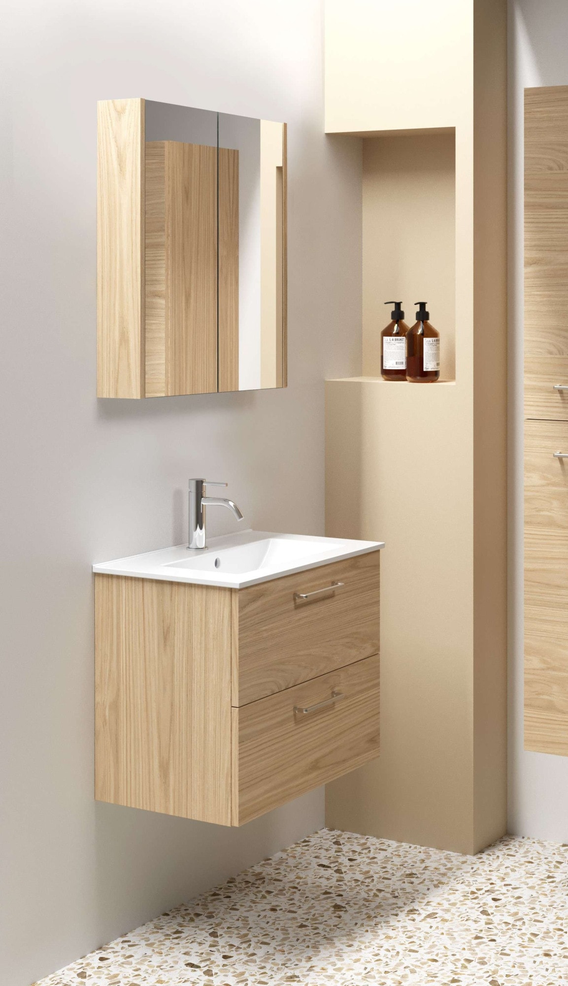 welltime Hochschrank »Scandic«, verspiegelt, mit Soft-Close-Funktion, verschiedene Breiten, FSC®
