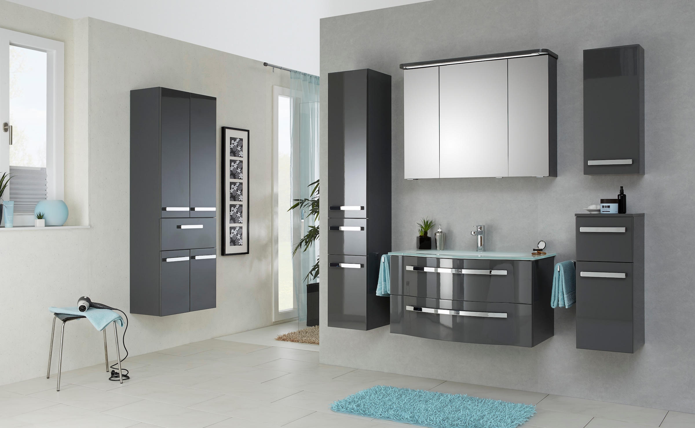 Saphir Hochschrank »Serie 4005 Badschrank 60 cm breit, mit 2 Türen und 1 Schublade«, 2 Glas-Einlegeböden, Badezimmer-Hochschrank inkl. Türdämpfer