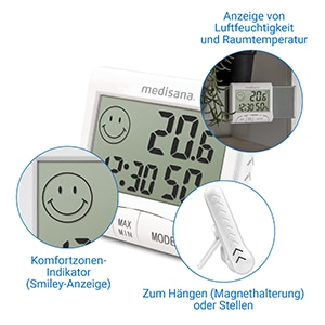 Medisana Innenwetterstation »HG 100« () Innenwetterstation mit Anzeige von Luftfeuchtigkeit und Raumtemperatur