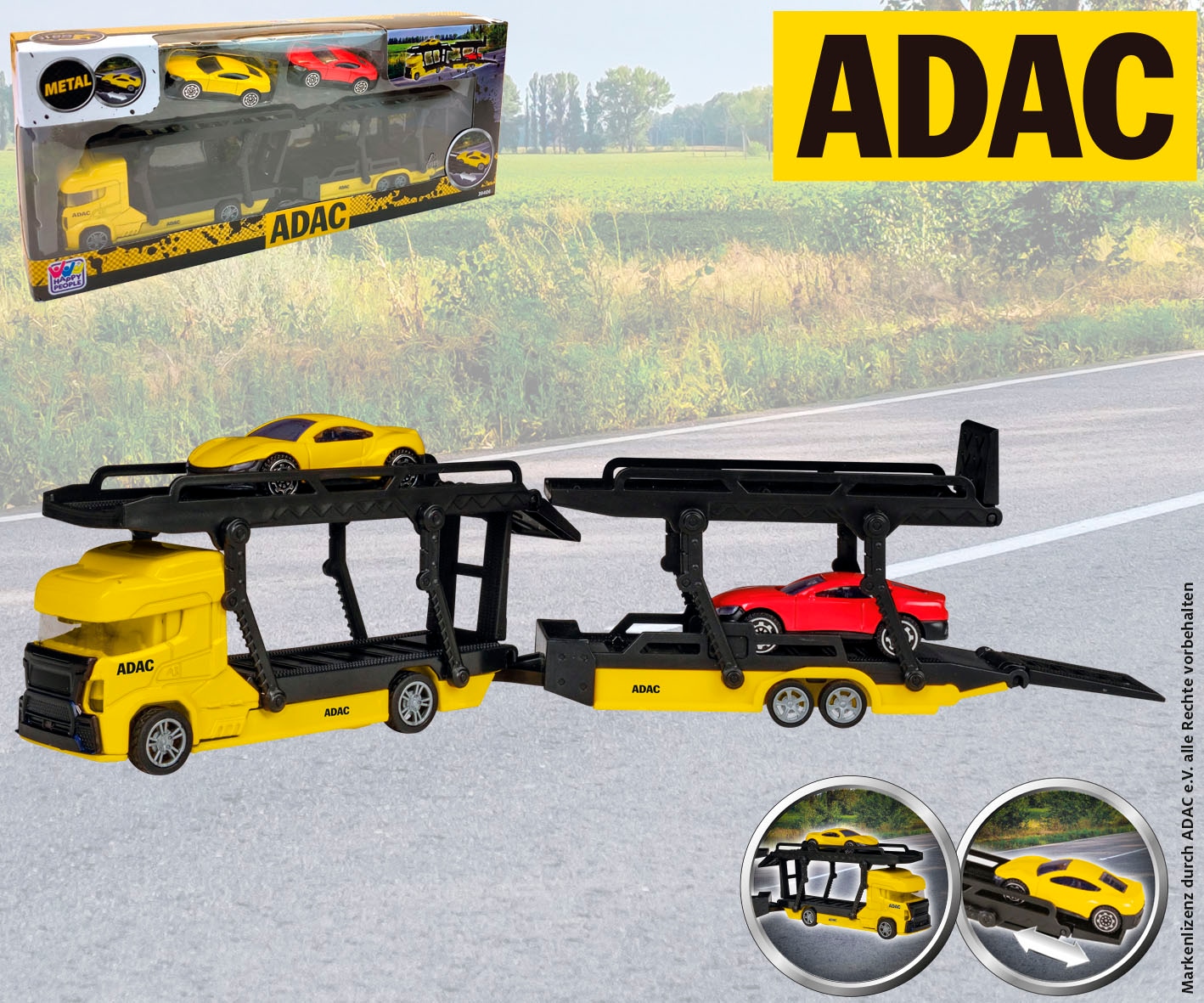 Happy People Spielzeug-Transporter »ADAC Die Cast Transporter« inkluisve 2 Farhzeuge