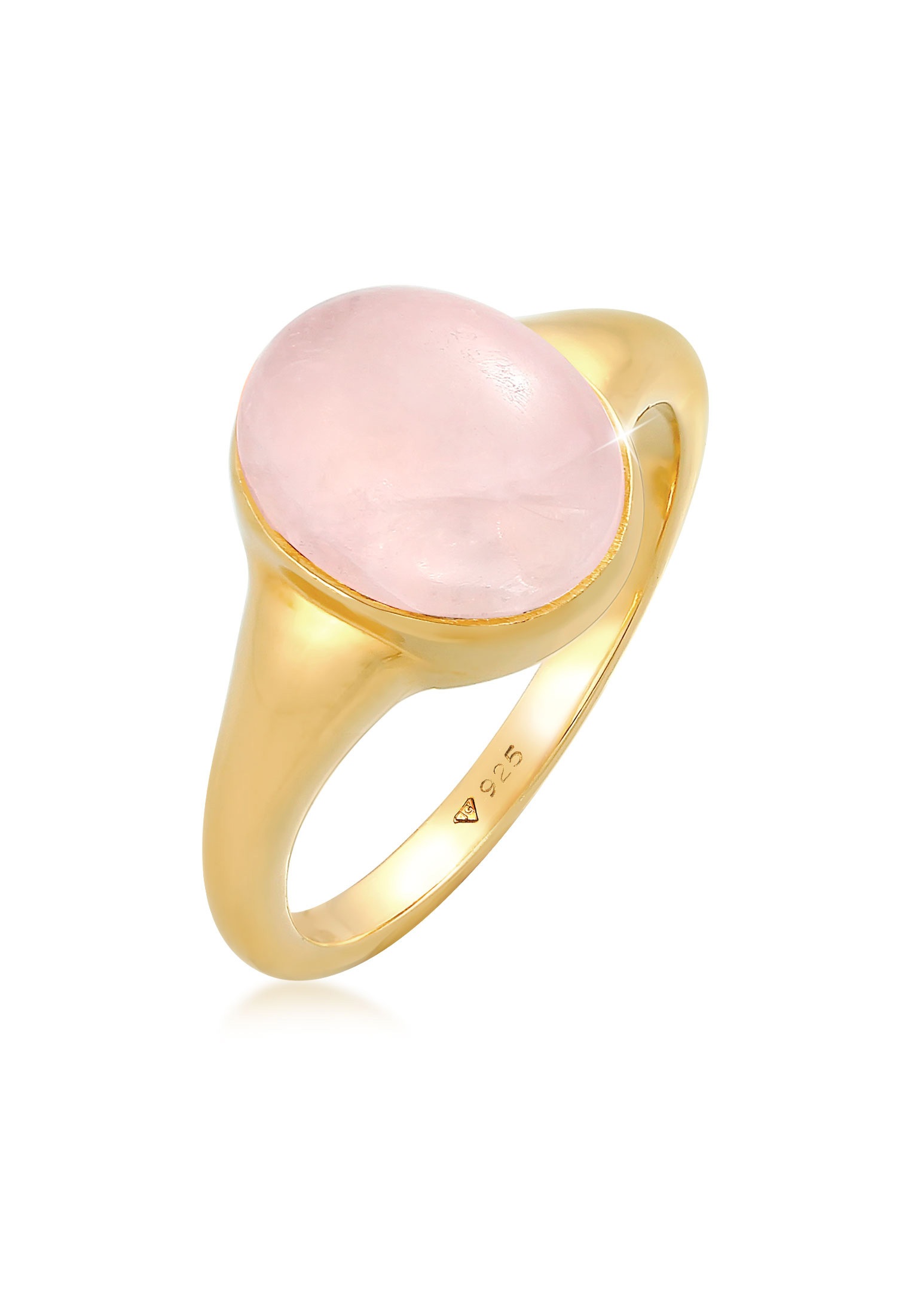 Elli Siegelring »Ring Siegelring Rosa Quarz Edelstein Oval 925 Silber«