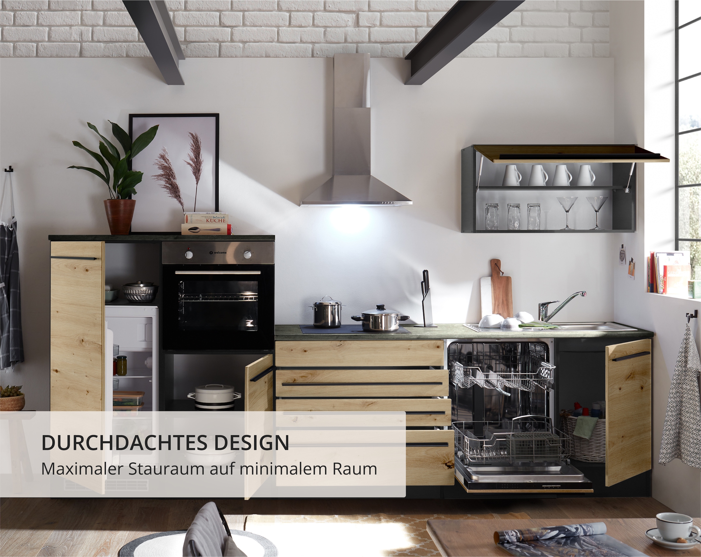 BASIC by Balculina Küchenzeile »Jazz«, Breite 320 cm, wahlweise mit E-Geräten