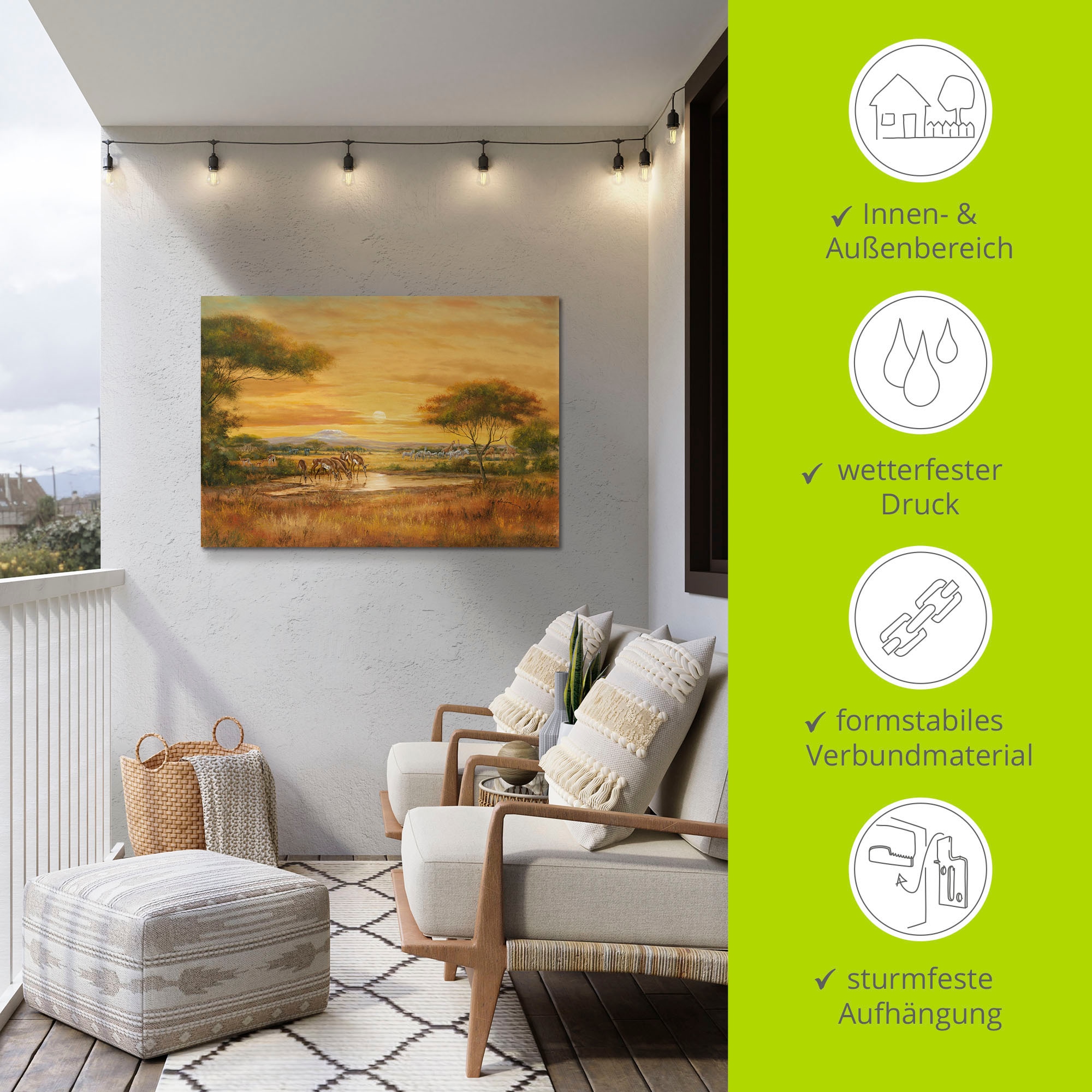 Artland Wandbild »Afrikanische Steppe«, Wildtiere, (1 St.), als Alubild, Outdoorbild, Leinwandbild, Poster in verschied. Größen
