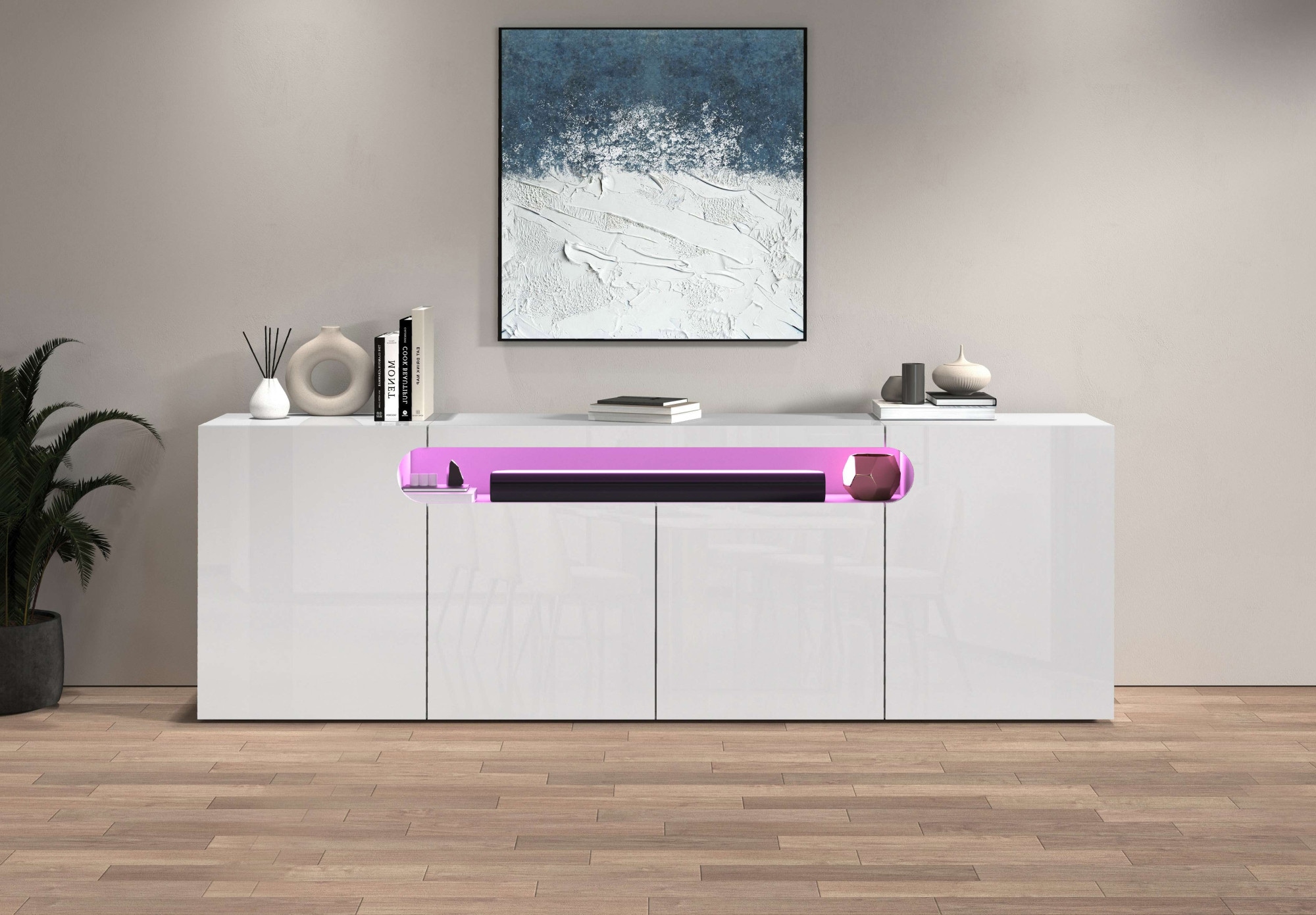 OTTO home Sideboard »Sideboard REAL, Kommode, Schrank, Kredenz« 1 Stk. tlg. Mit 4 Türen, davon 2 abgerundet, die ein ovales offenes Fach bilden