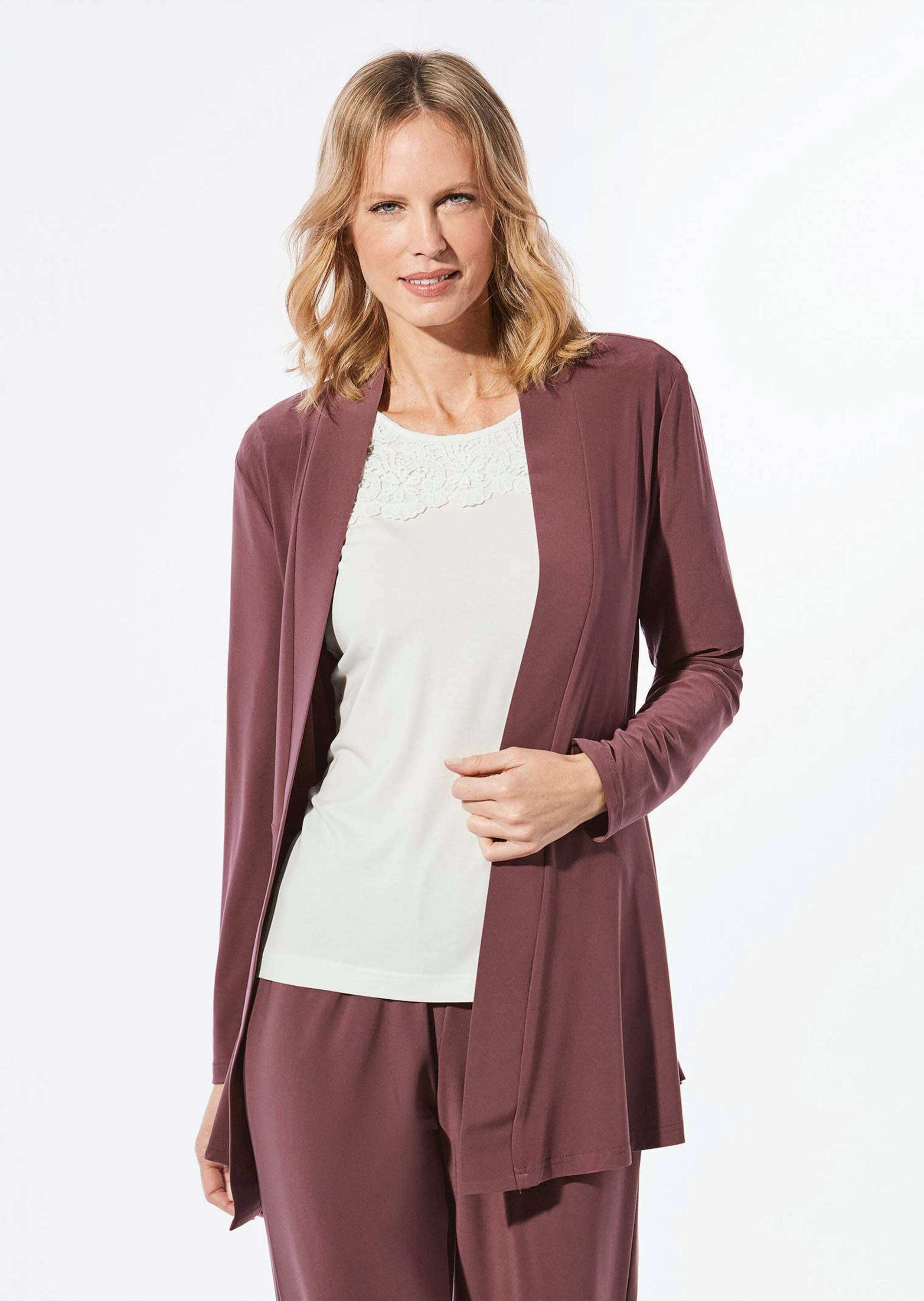 GOLDNER Sweatjacke »Leichte Shirtjacke lila mit Stretch«
