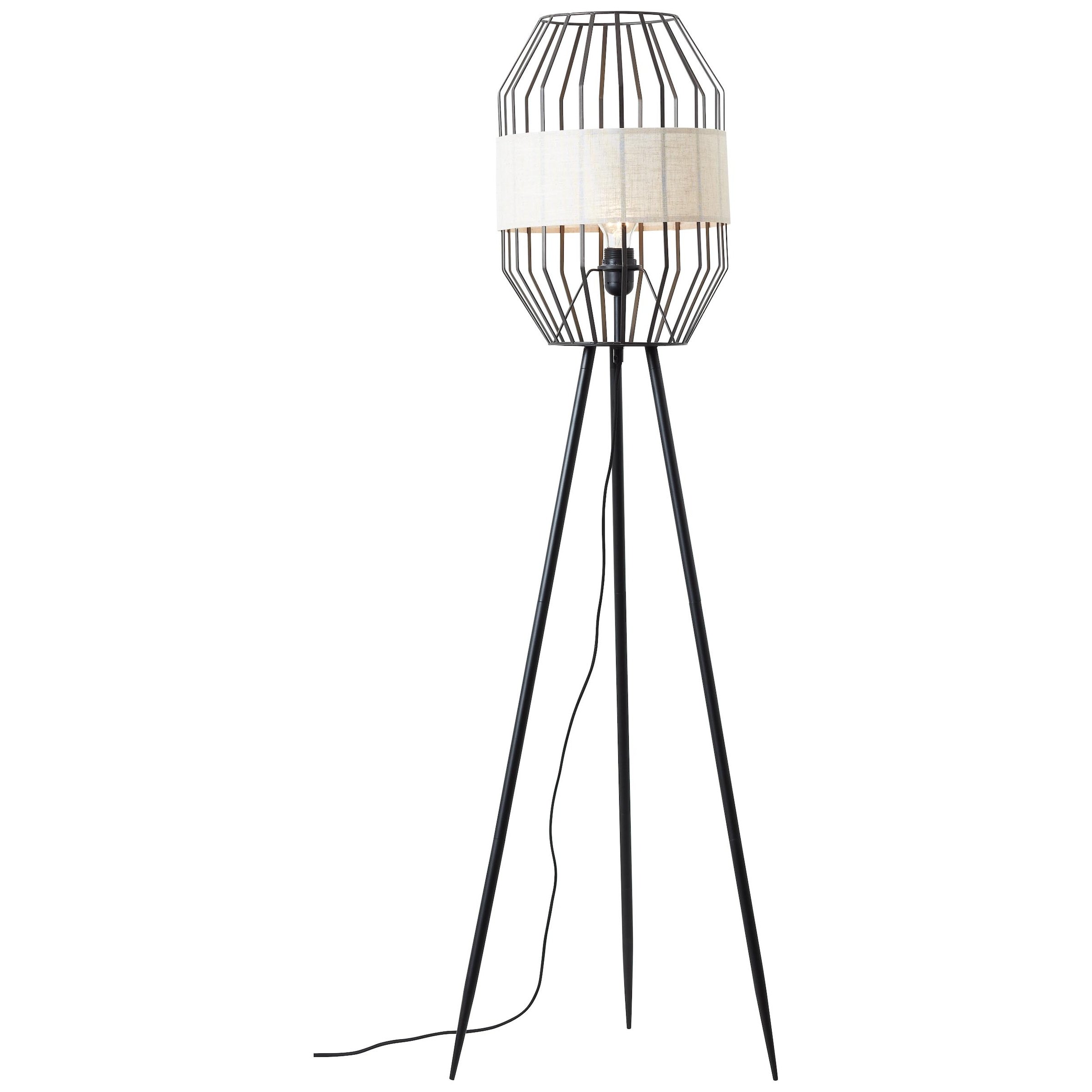 Brilliant Leuchten Stehlampe »Slope«, 1 flammig-flammig, 134 cm Höhe, Ø 45  cm, E27, Metall/Textil, schwarz/natur im OTTO Online Shop