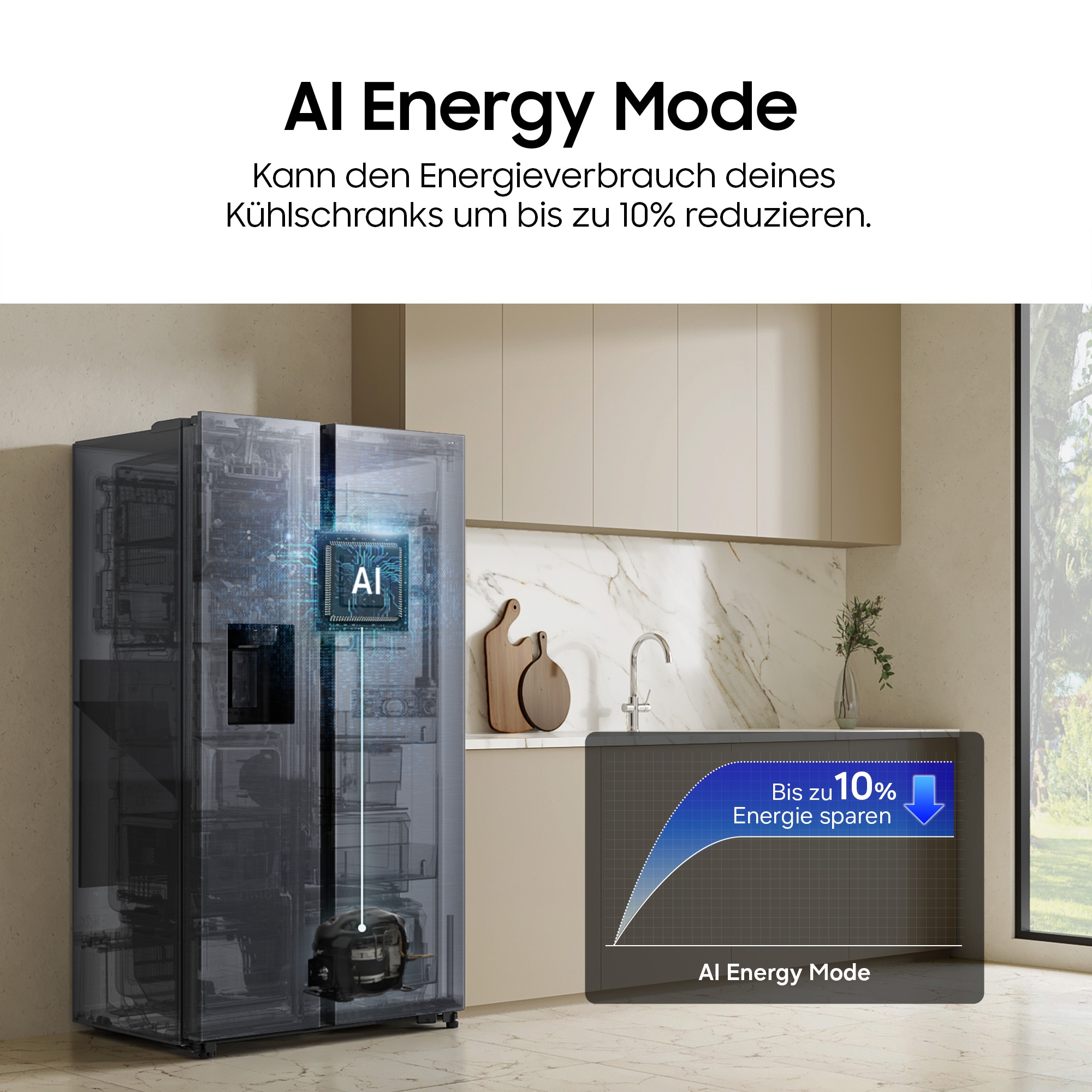 Samsung Side-by-Side RS4000 »RS57DG410EM9« 178 cm hoch 91,2 cm breit mit Wasserspender, No Frost+, AI Energy Mode, SpaceMax