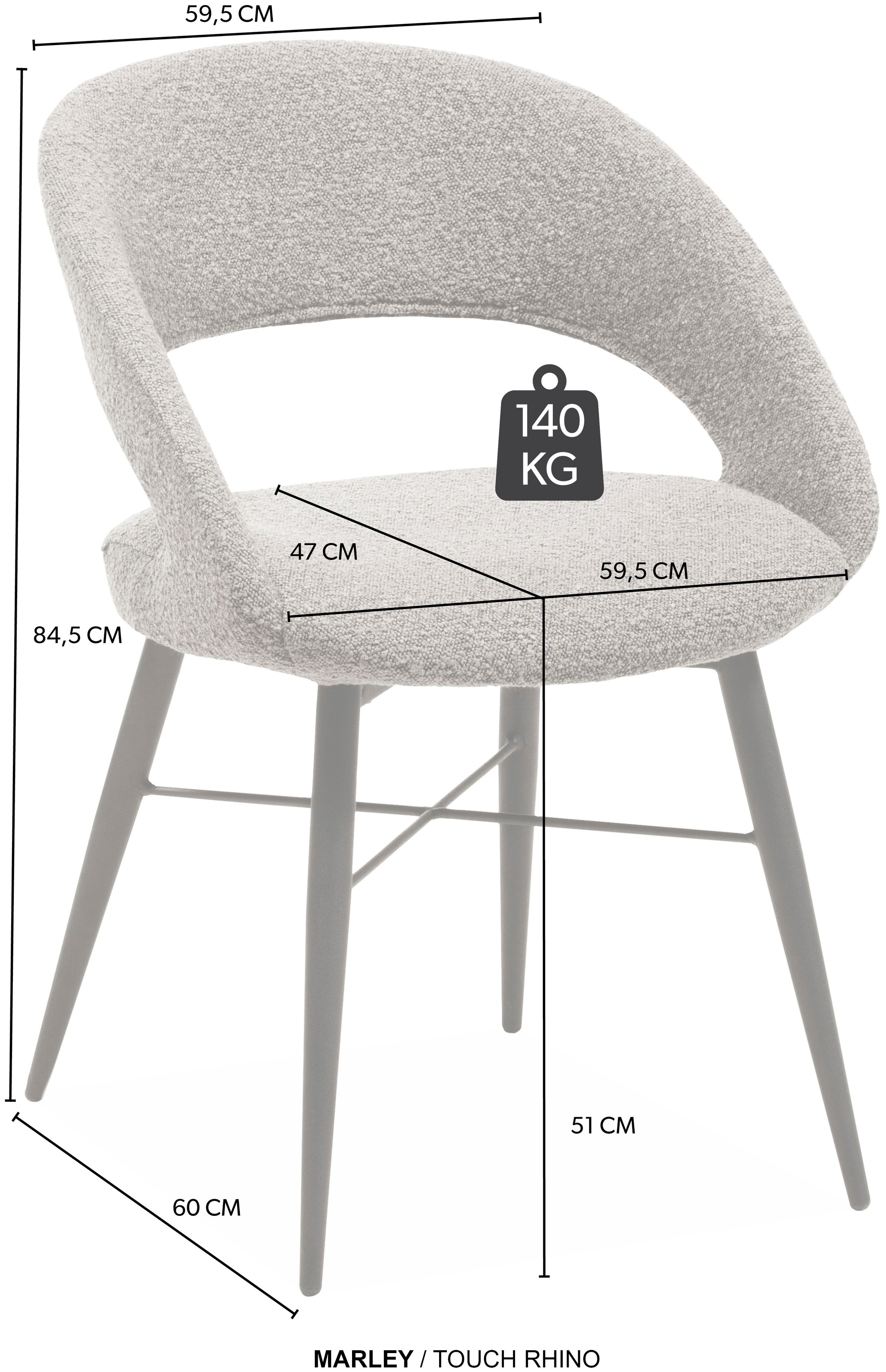 OMG Design Esszimmerstuhl »Marley«, (Set), 1 St., Stoff, mit modernem Cut-Out, Bouclé Bezug
