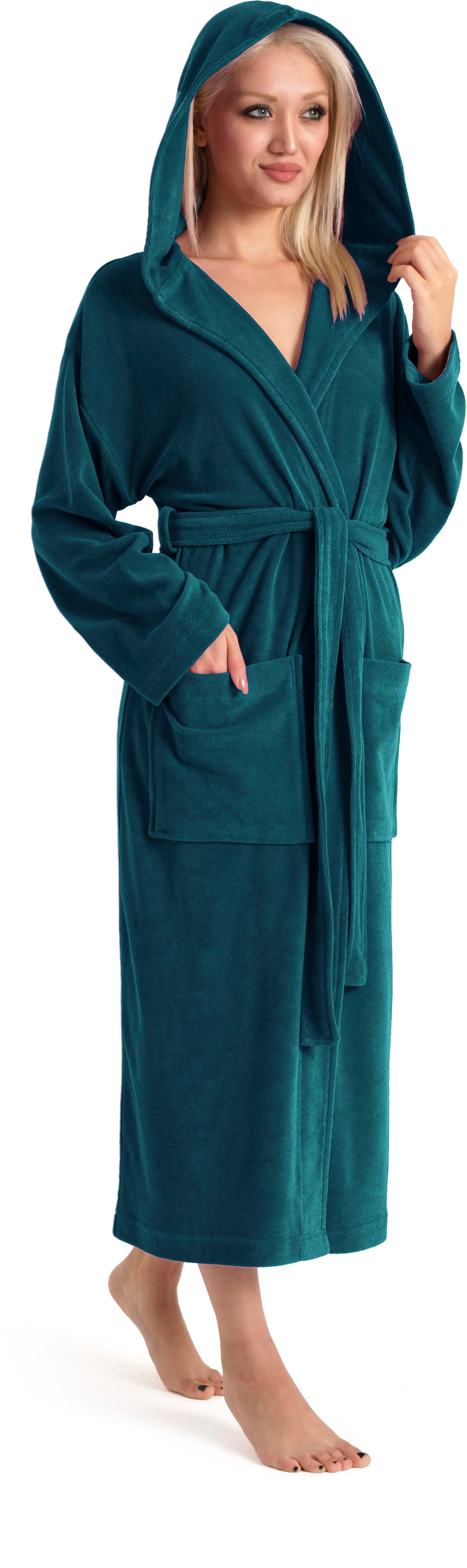 OTTO home Damenbademantel »Jule, ideal für Sauna & Spa, Hotelbademantel, Morgenmantel« 1 Stk. einfarbiger Leichtfrottier-Bademantel, hoher Baumwollanteil, XS-4XL