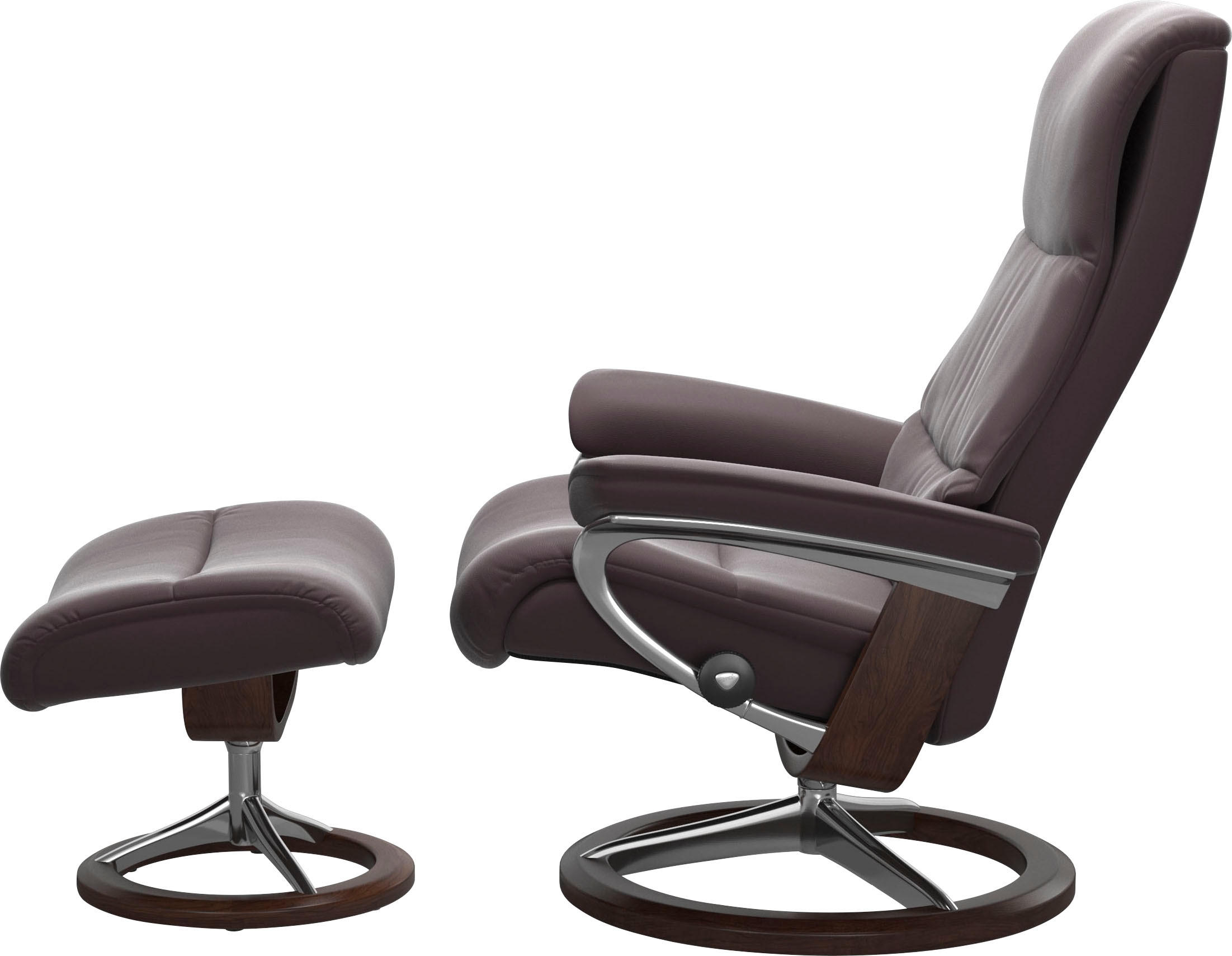 Stressless® Relaxsessel »View«, (Set, Relaxsessel mit Hocker), mit Signature Base, Größe M,Gestell Braun