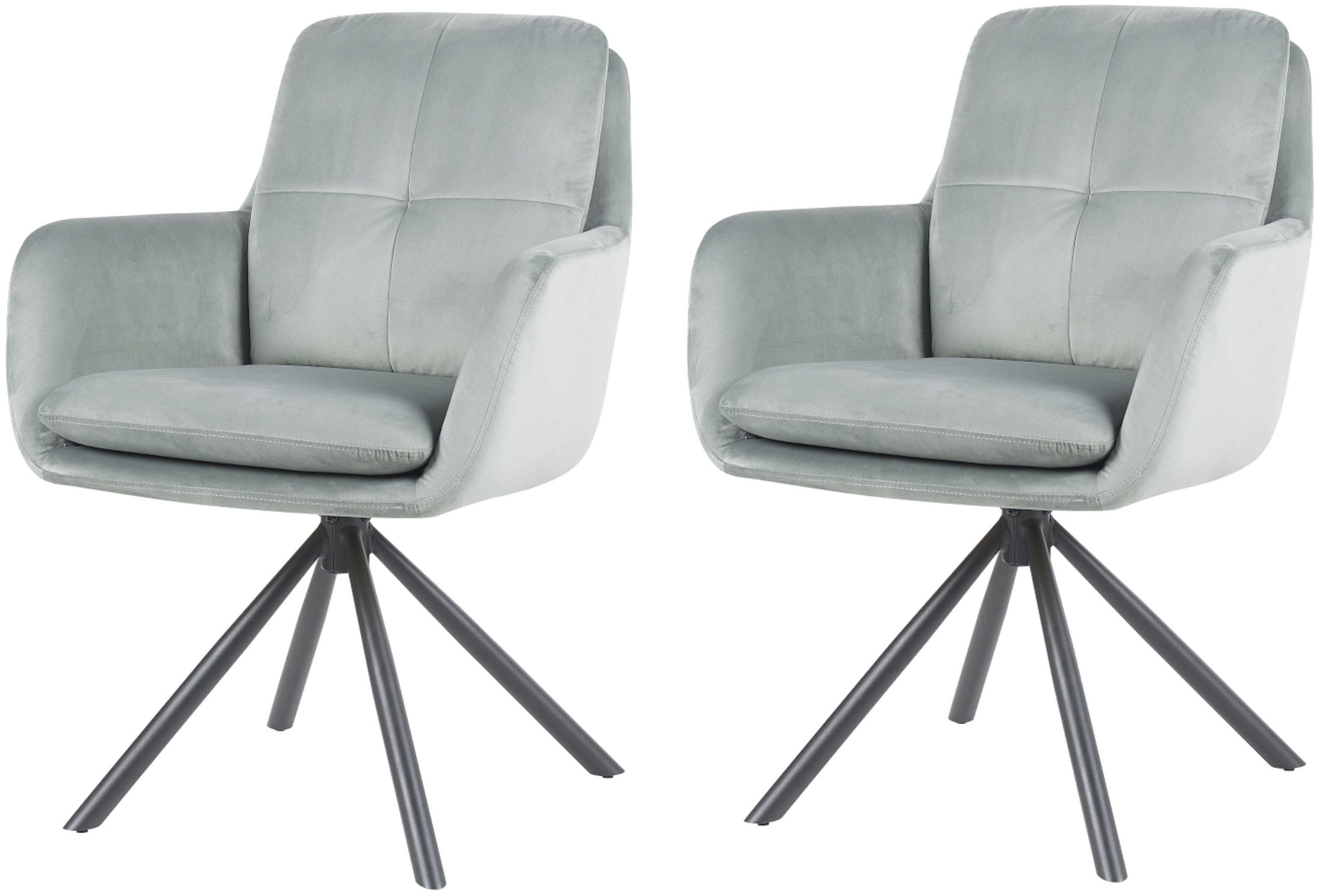 HELA Armlehnstuhl »PARMA« (Set) 2 Stk.2er Pack, 360° drehbar, 4-Fuß, Kissenoptik, Samtvelour, Armlehnen