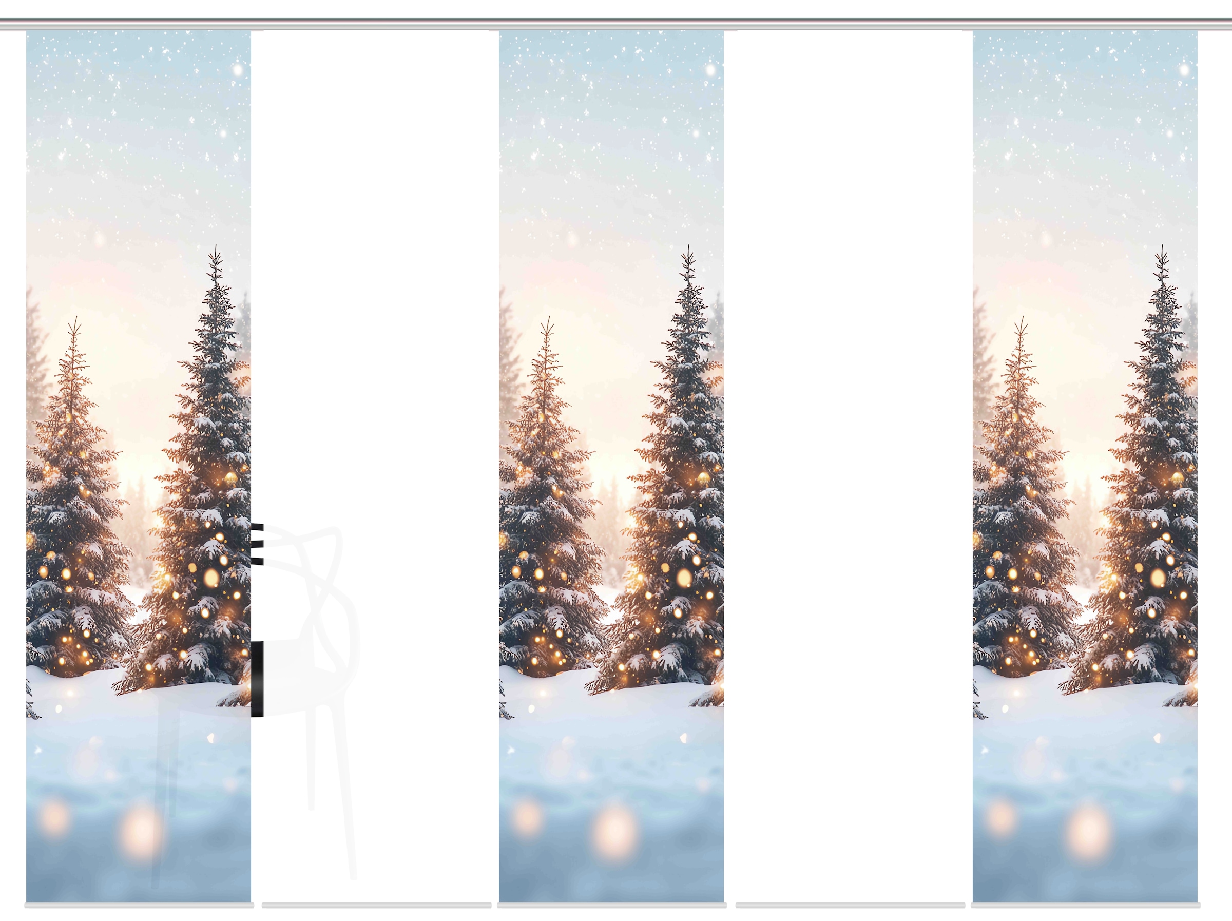 HOME WOHNIDEEN Schiebegardine »SCHNEETANNEN« Paneelwagen 5 Stk. tlg. SET, Schiebewand, Dekostoff, Digitaldruck