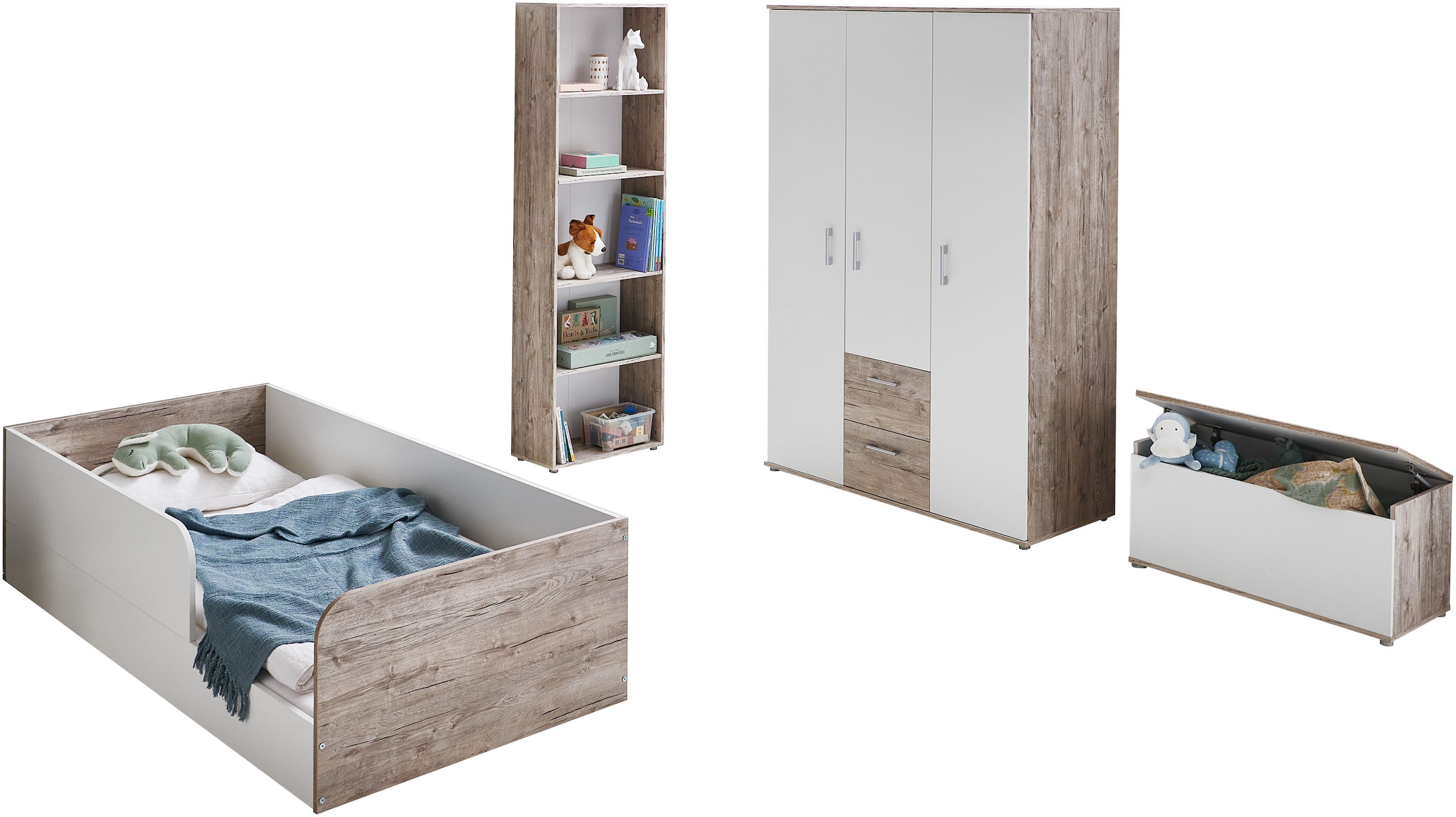 Home affaire Jugendzimmer-Set »Kinderzimmer-Set »Rieke« 4-teilig«, (Set, 4 tlg.), Farblich abgestimmte Möbelserie