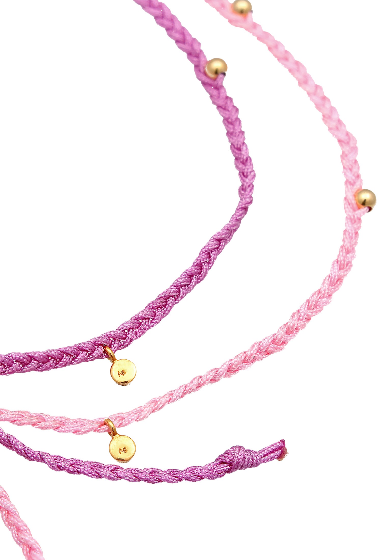 Elli Fußketten Set »Fußschmuck Nylon Bändchen Beads Set (2 tlg.) 925 Silber«