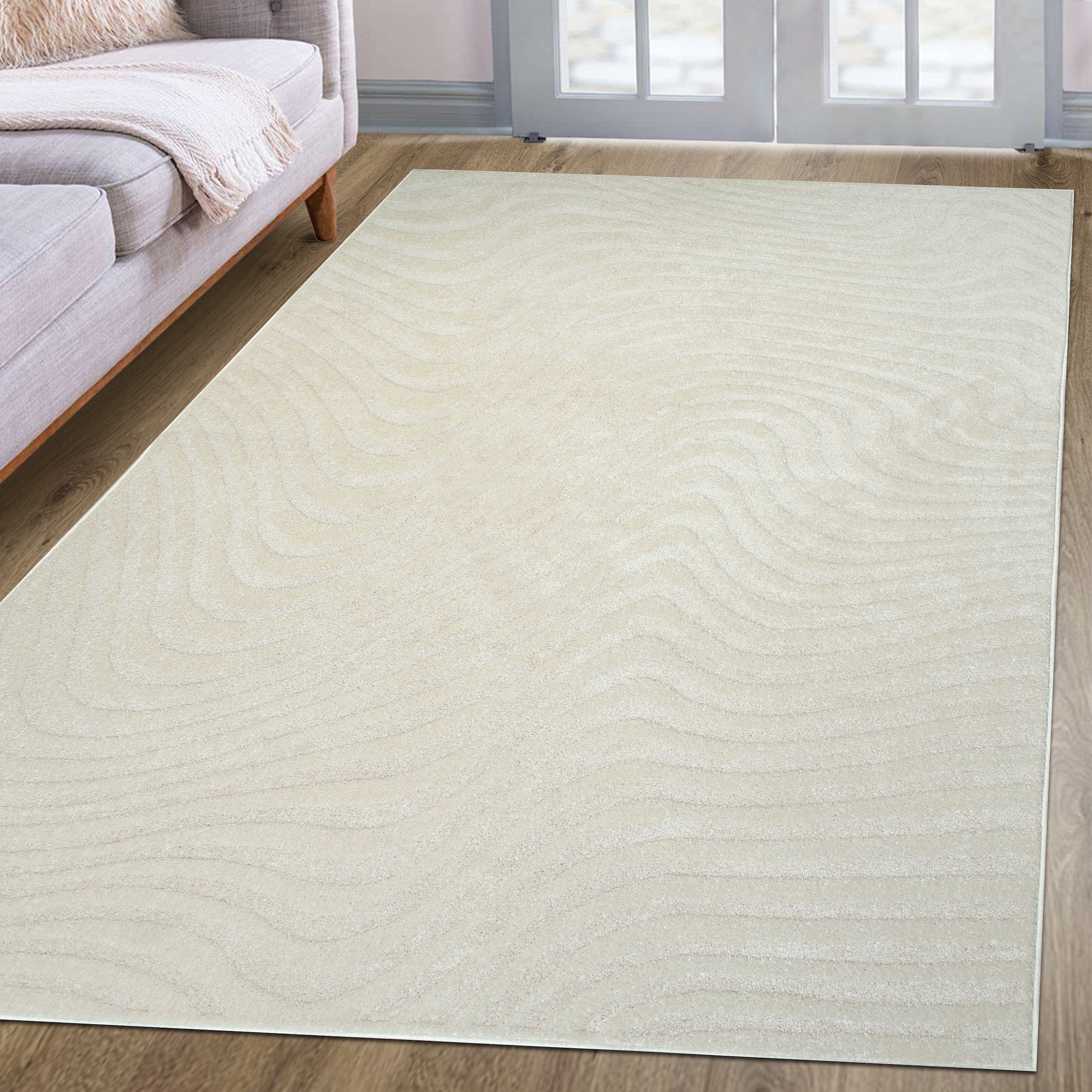 OTTO home Teppich »Vibek, Wellen-Design in Hoch-Tief-Struktur« rechteckig 9 mm Höhe 3D-Effekt, softer Kurzflor, pflegeleicht, Scandi-Look