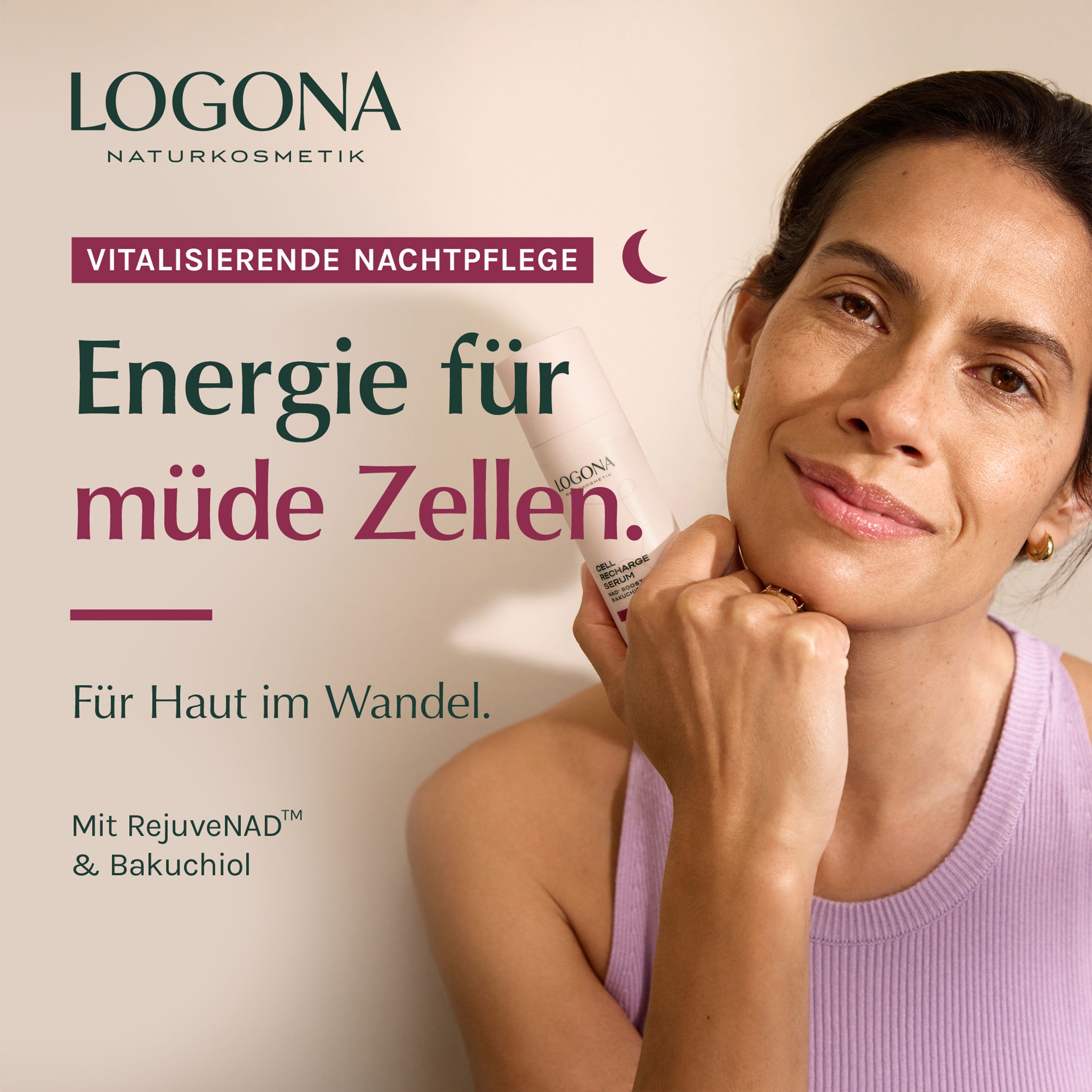 LOGONA Gesichtsserum »CELL RECHARGE SERUM« für alle Hauttypen, mit antibakterieller Wirkung, Gel-Creme-Textur