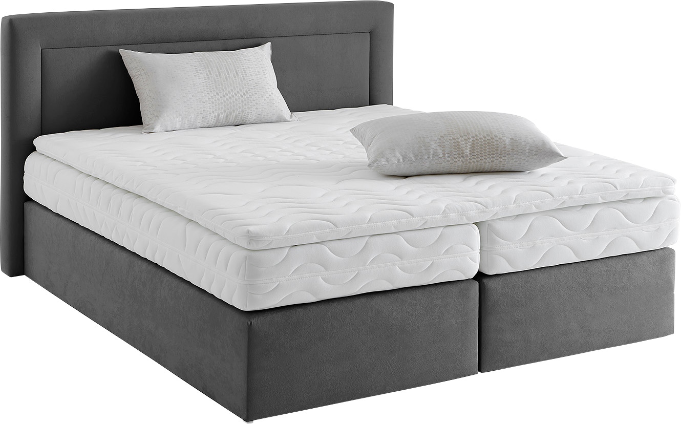 Westfalia Schlafkomfort Boxspringbett wahlweise mit Bettkasten und Topper in grau, Größe Liegefläche B/L: 180 cm x 200 cm