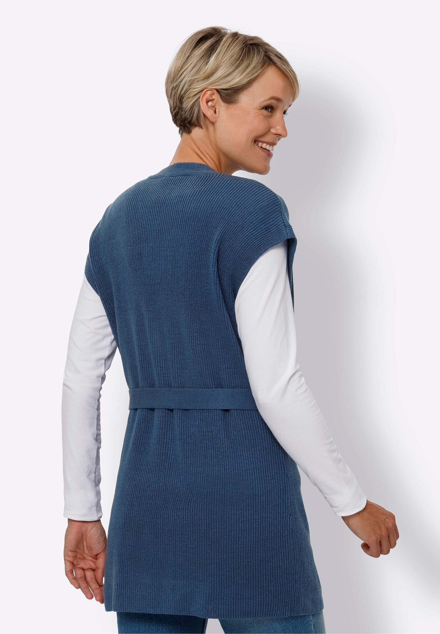 Sieh an! Strickweste »Long-Strickweste Strickweste mit abnehmbarem Bindegürtel«