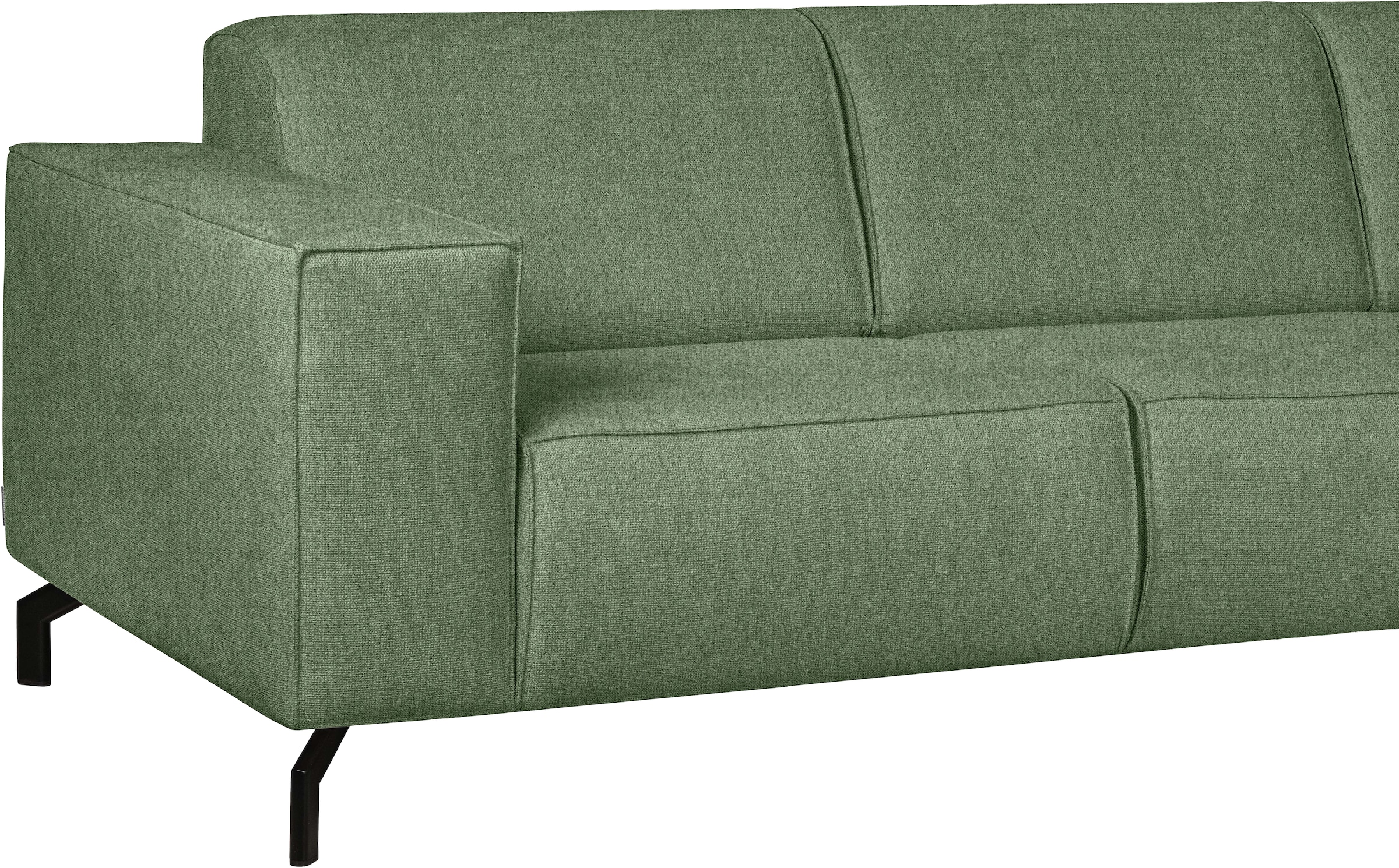 Home affaire 3-Sitzer »Lorcan 257 cm, weiches Sitzgefühl« mit schwarzen Metallfüßen, Lederoptik und in weichem Strukturstoff