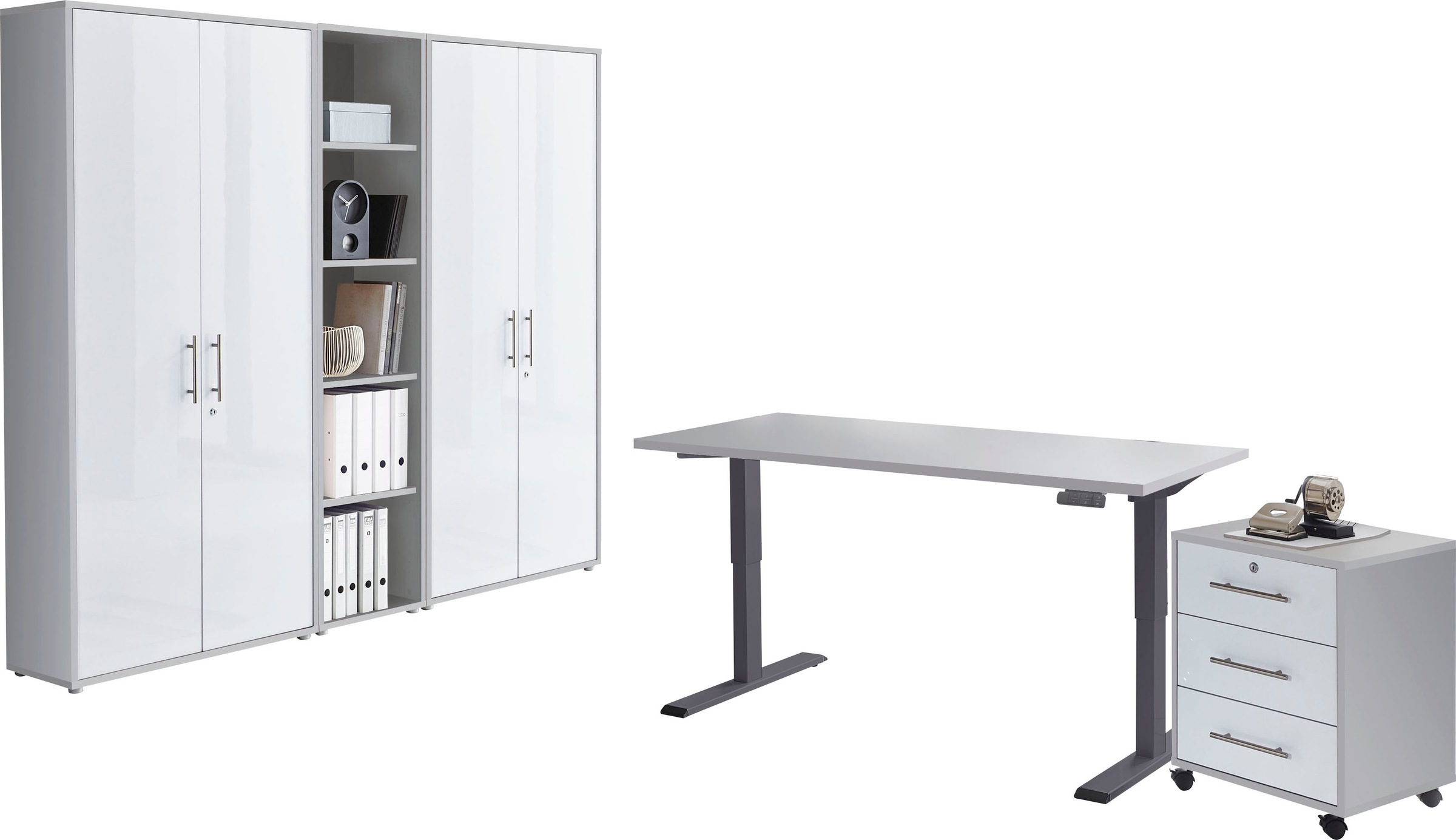 BMG Möbel Büromöbel-Set »Tabor«, (Set, 5 tlg.), mit elektrisch höhenverstellbarem Schreibtisch