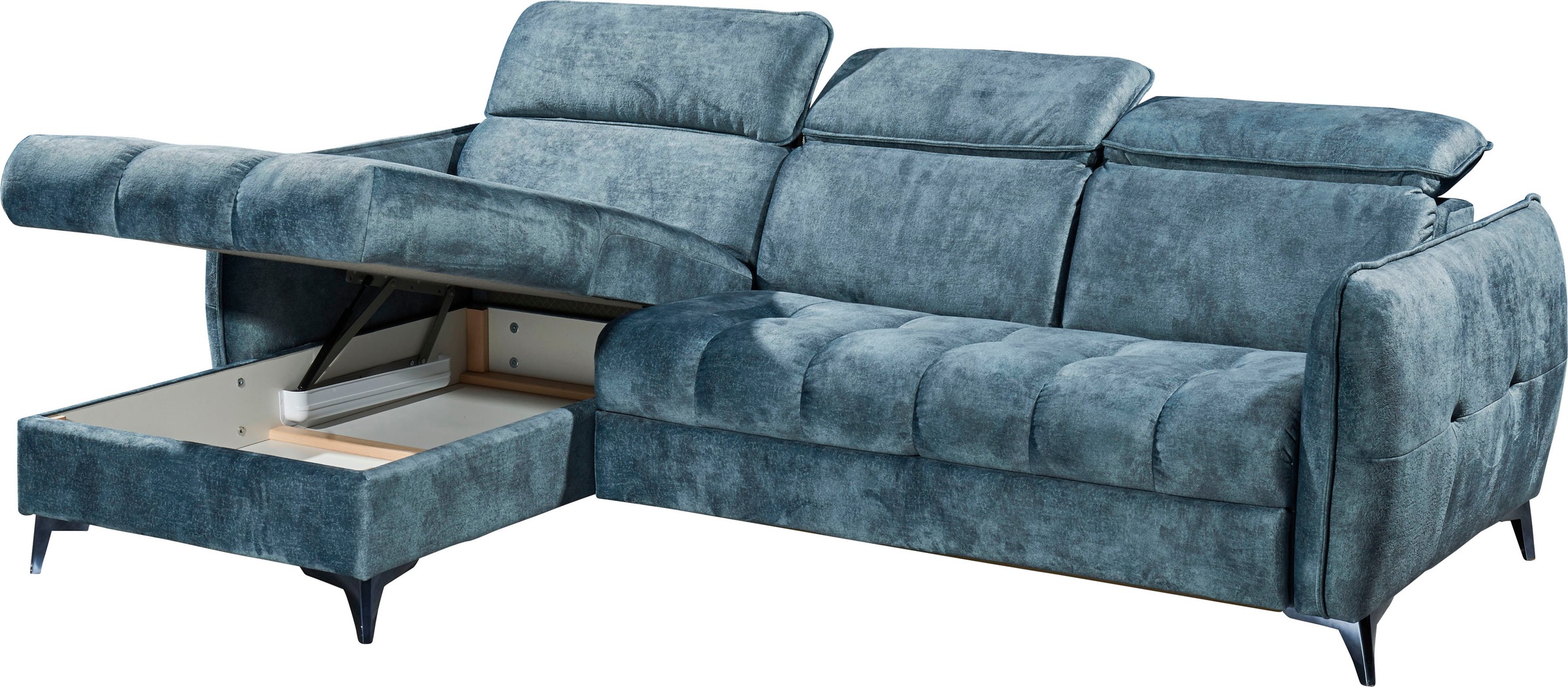 ED EXCITING DESIGN Ecksofa »Togo«, Bettfunktion, Bettkasten, frei im Raum stellbar, Kopfteilverstellung