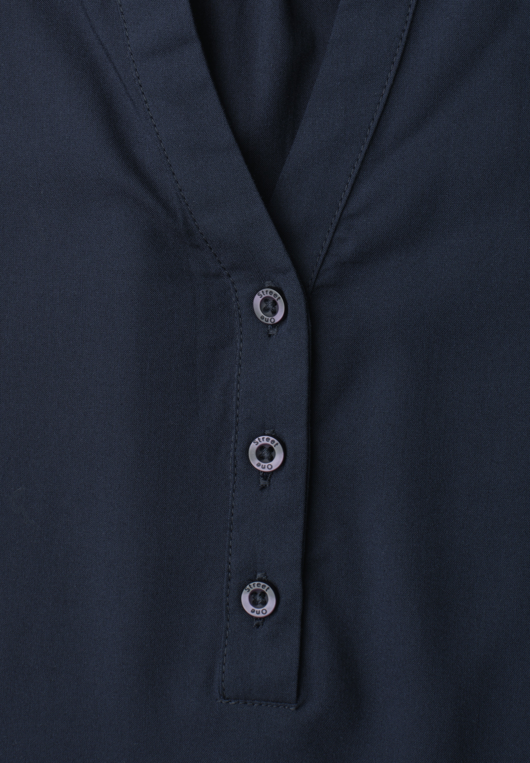 STREET ONE Kurzarmbluse Kurze Sommerbluse mit Splitneck