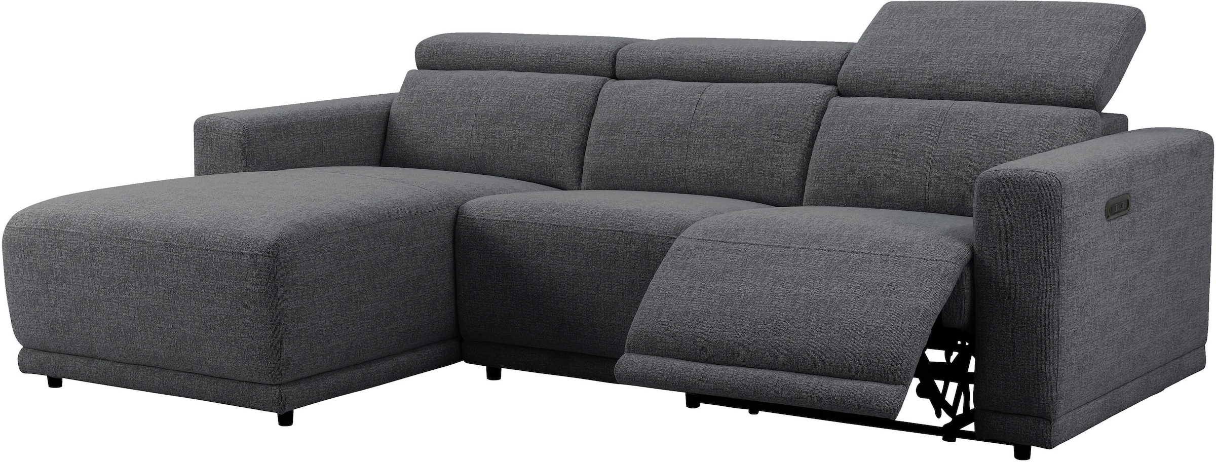 OTTO home Ecksofa »LEOO« mit USB A/C-Anschluss. Federkern, verstellbaren Kopfstützen, Webstoff