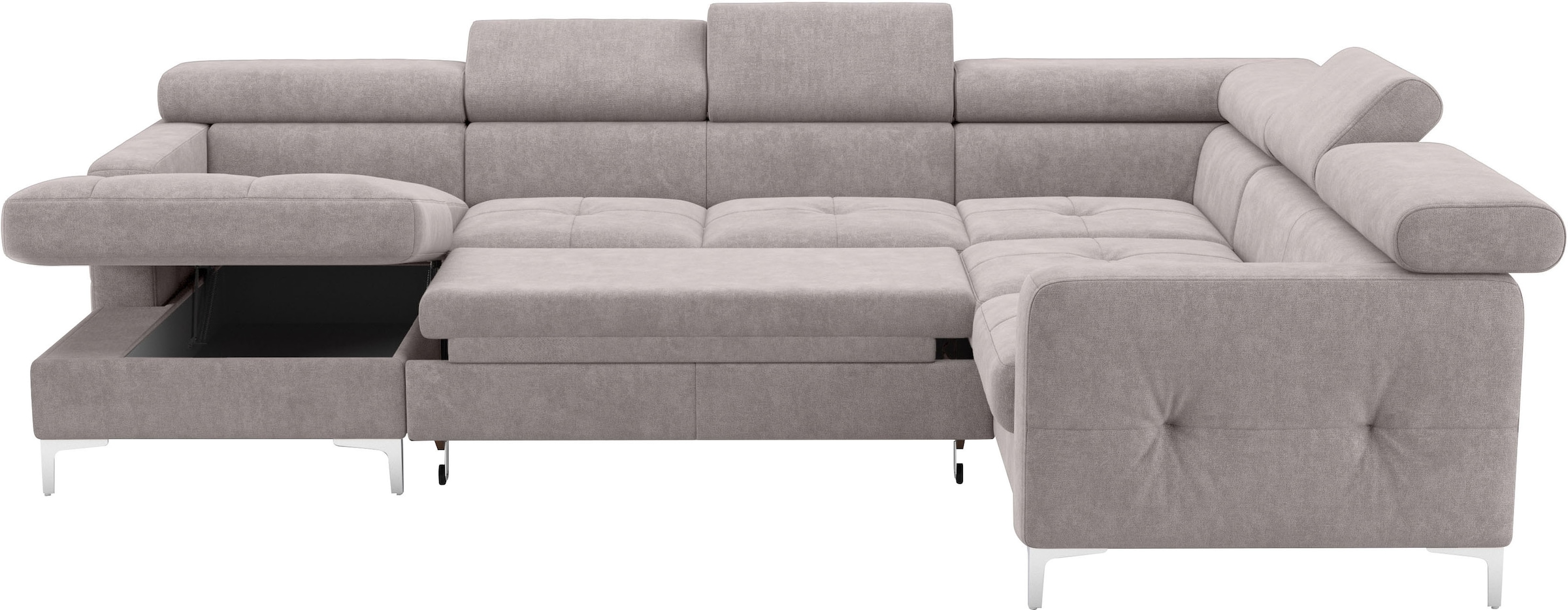 COTTA Wohnlandschaft »Sammy U-Form«, mit Kopfteilverstellung, wahlweise mit Bettfunktion & Bettkasten