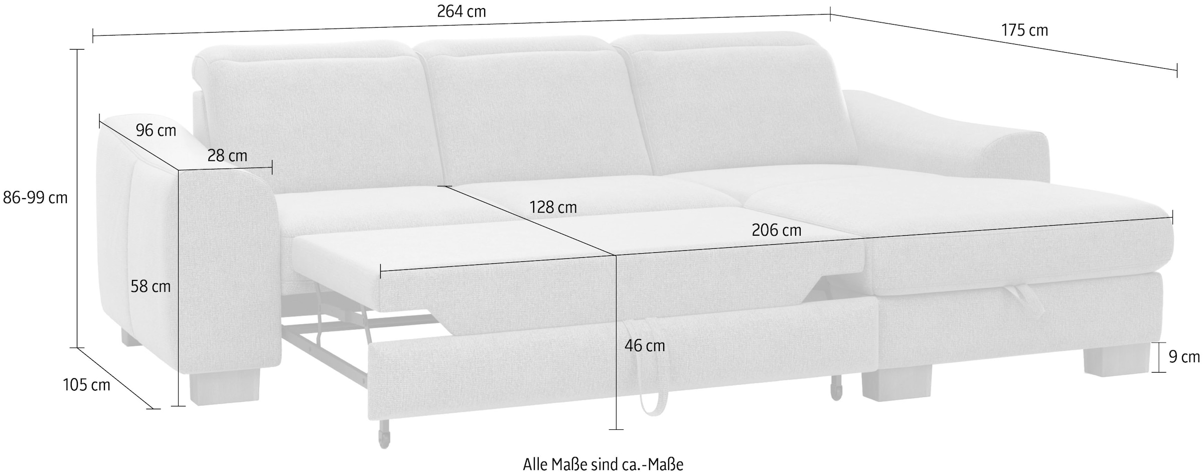 Home affaire Ecksofa »Dundee L-Form« wahlweise mit Kopfteilverstellung und zusätzlich mit Bettfunktion