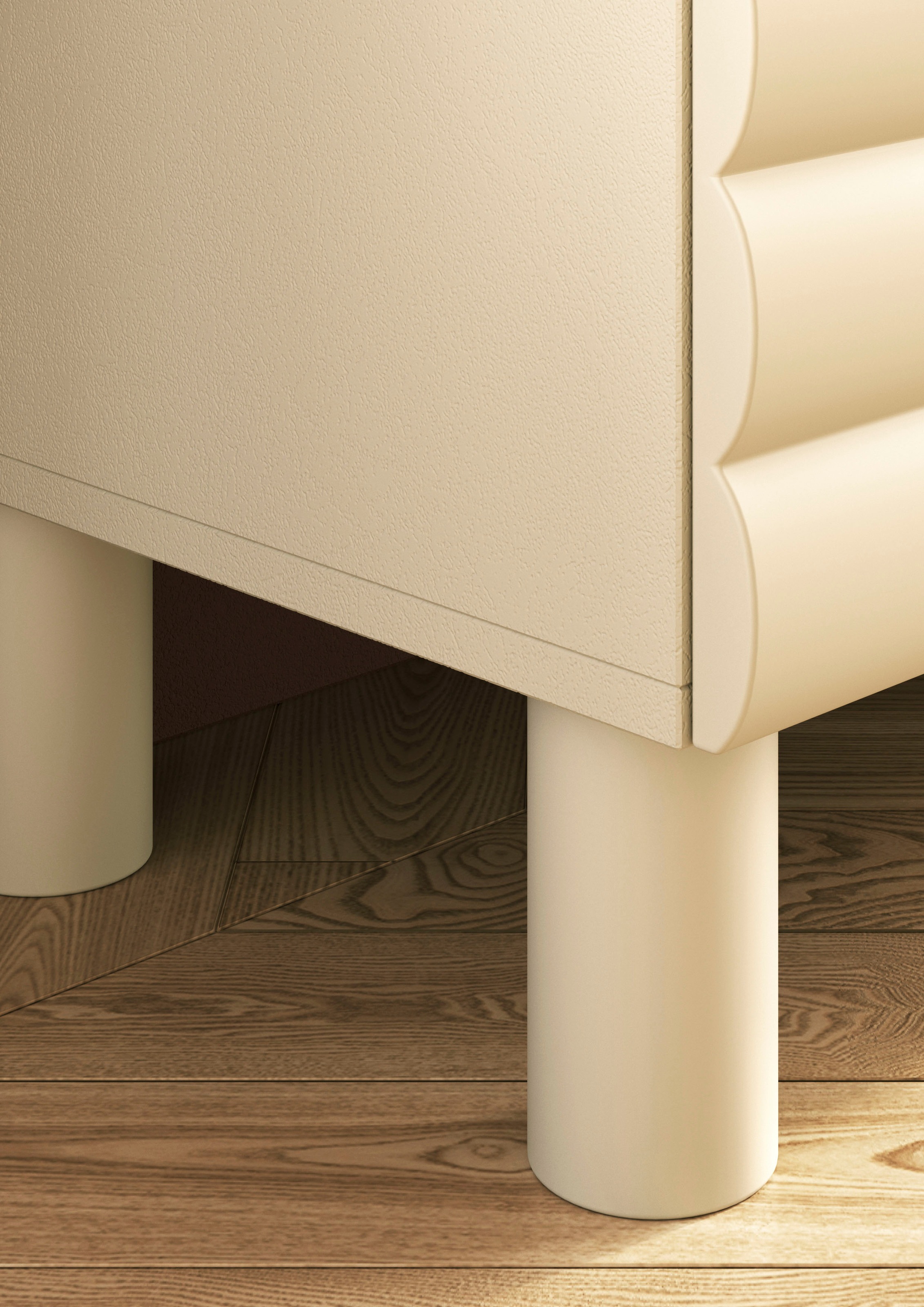 OTTO home Highboard »Adria, B/H 101/147 cm, 2 Türen, Hochkommode, Stauraumschrank« Korpus Talco Spatolato, MDF-Fronten in 3D-Design, viel Stauraum