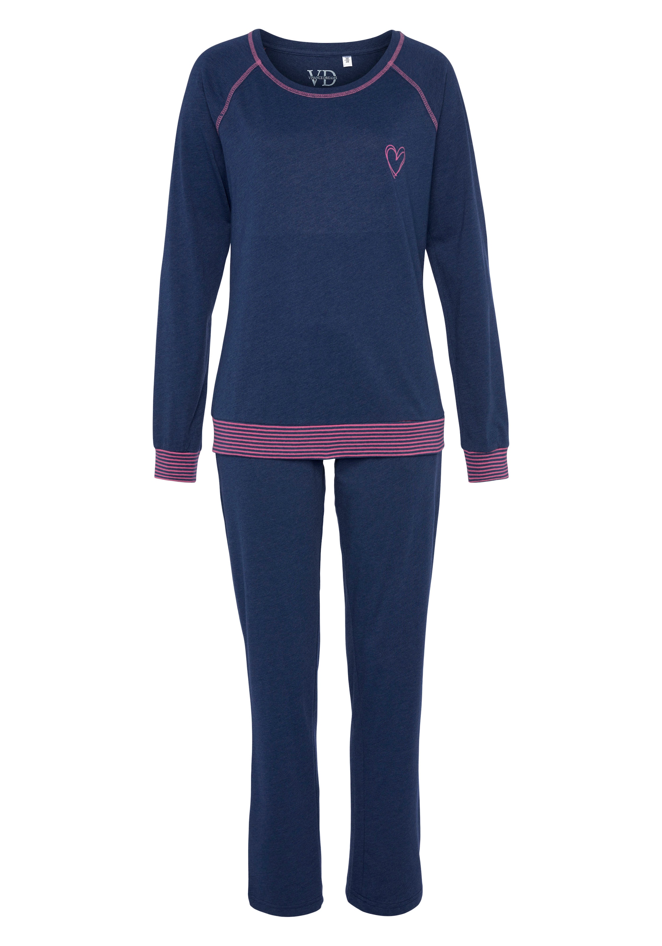 Vivance Dreams by Lascana Pyjama Set, 2 tlg. mit dekorativen Flatlock-Nähten in Neonfarben